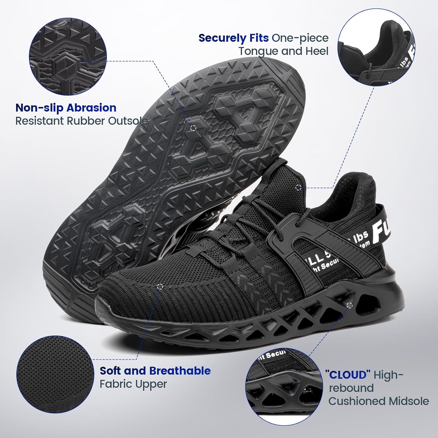 Furuian Steel Toe Sneakers for Men Women Lightweight Safety Shoes Comfortable Puncture Proof Slip On Indestructible Work Shoes - Image 4