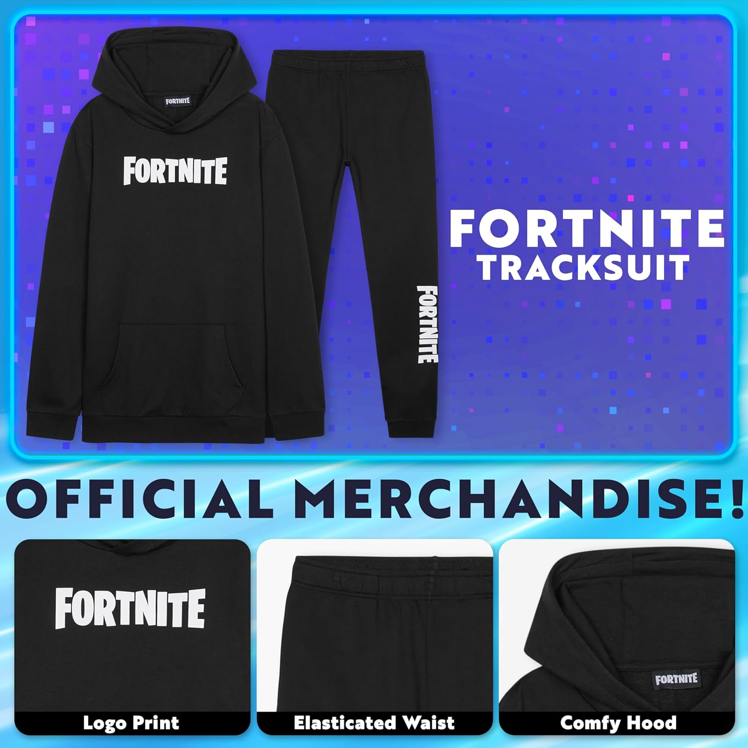 Fortnite Tracksuit Set for Boys, Teens, 2-Pc Hoodie & Joggers, Pullover Sweatshirt with Kangaroo Pocket, Gamer Gifts for Boys - Image 3