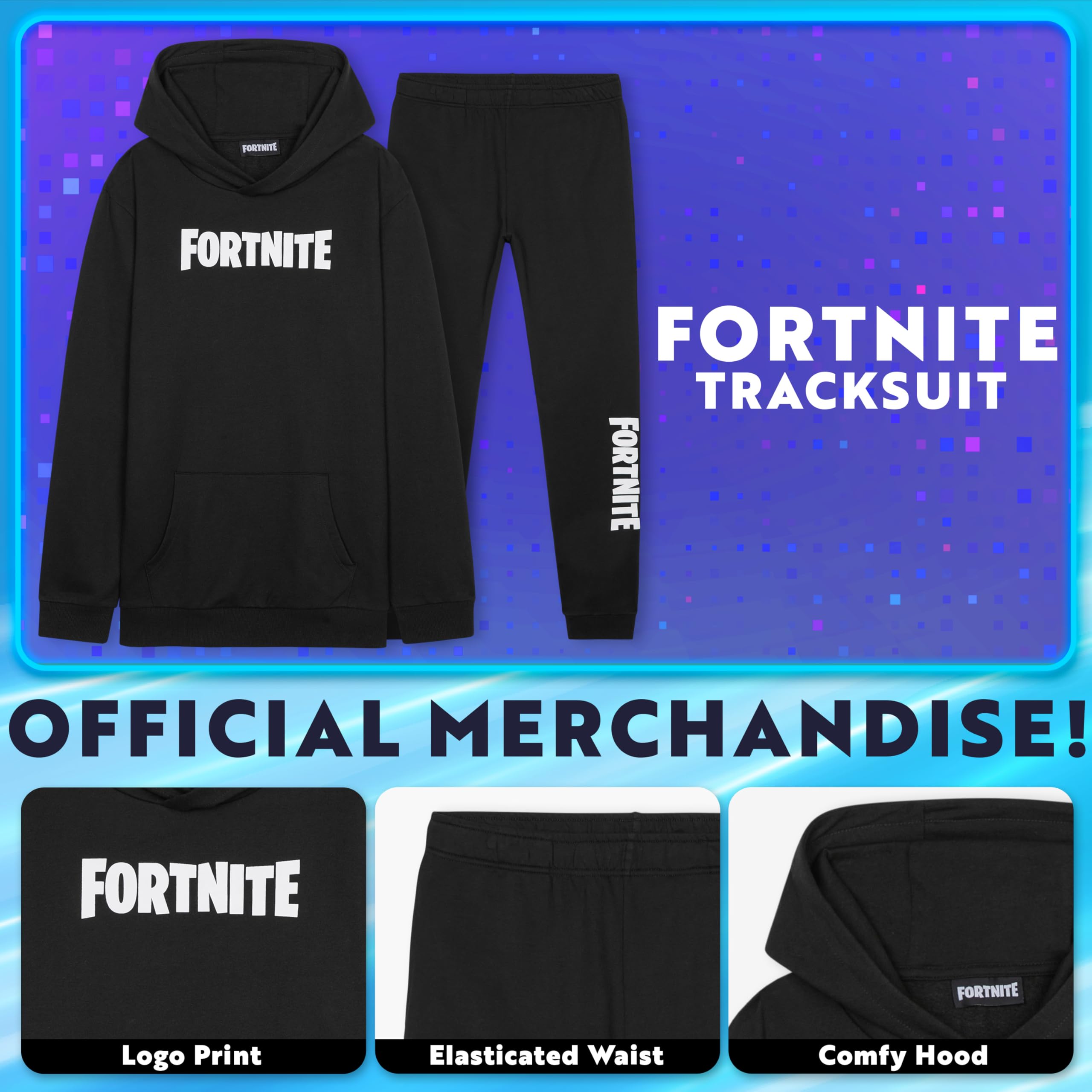 Fortnite Chándal Niño Adolescente Conjunto con Sudadera con Capucha y Pantalón, Ropa Deportiva Infantil Cálida, Regalo Niños