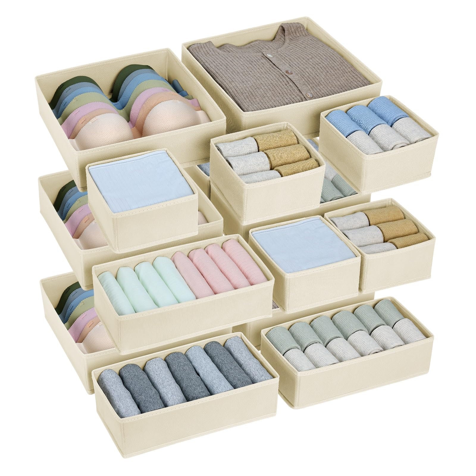 DIMJ Drawer Organiser Clothes 15 Pack, Foldable Baby Organsers and Storage & Dresser Organiser for Bedroom Closet