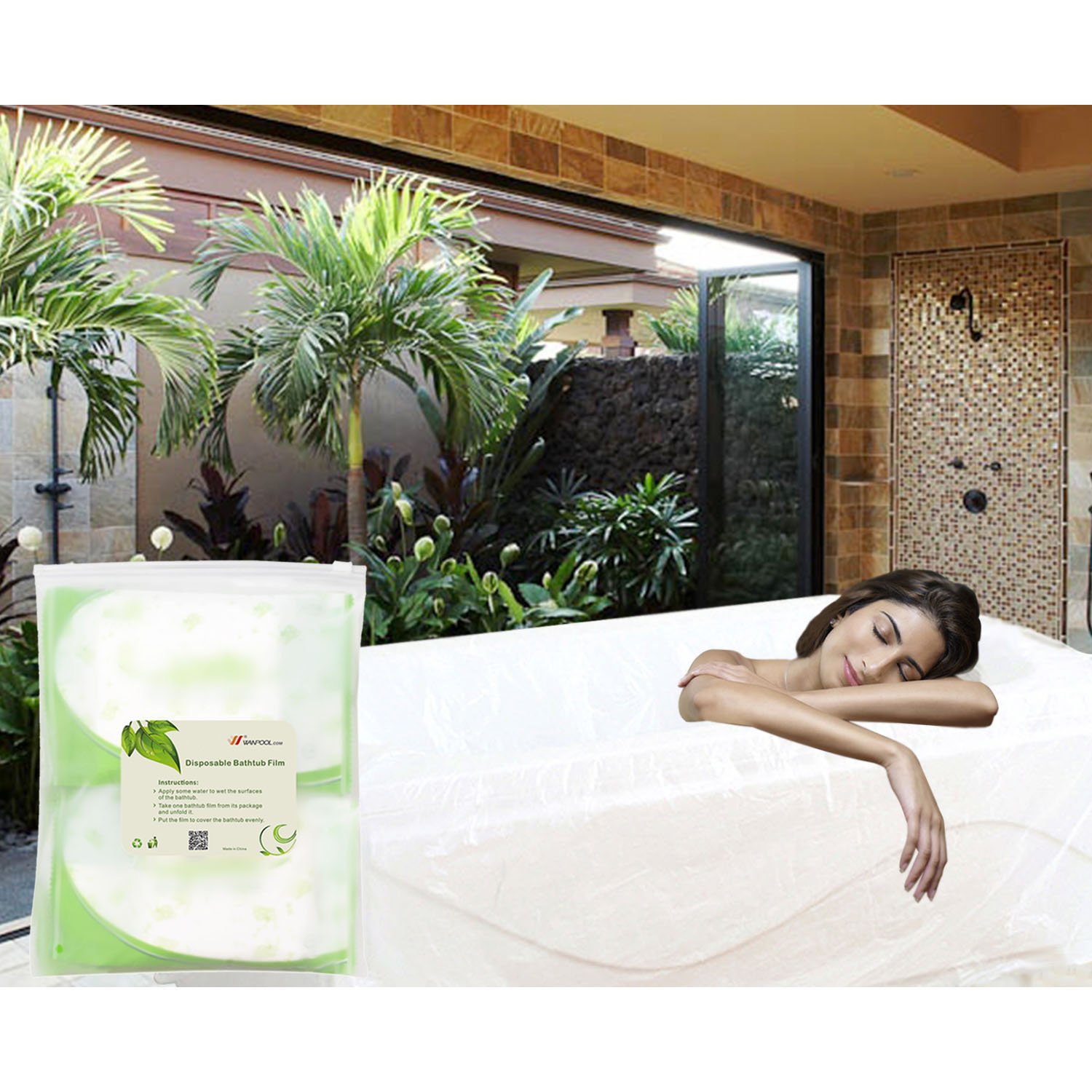 WANPOOLDisposable Individual Bathtub Bag Film for Traveling/Hotel/Household/Salon (86x47 Inch) 8 Pieces