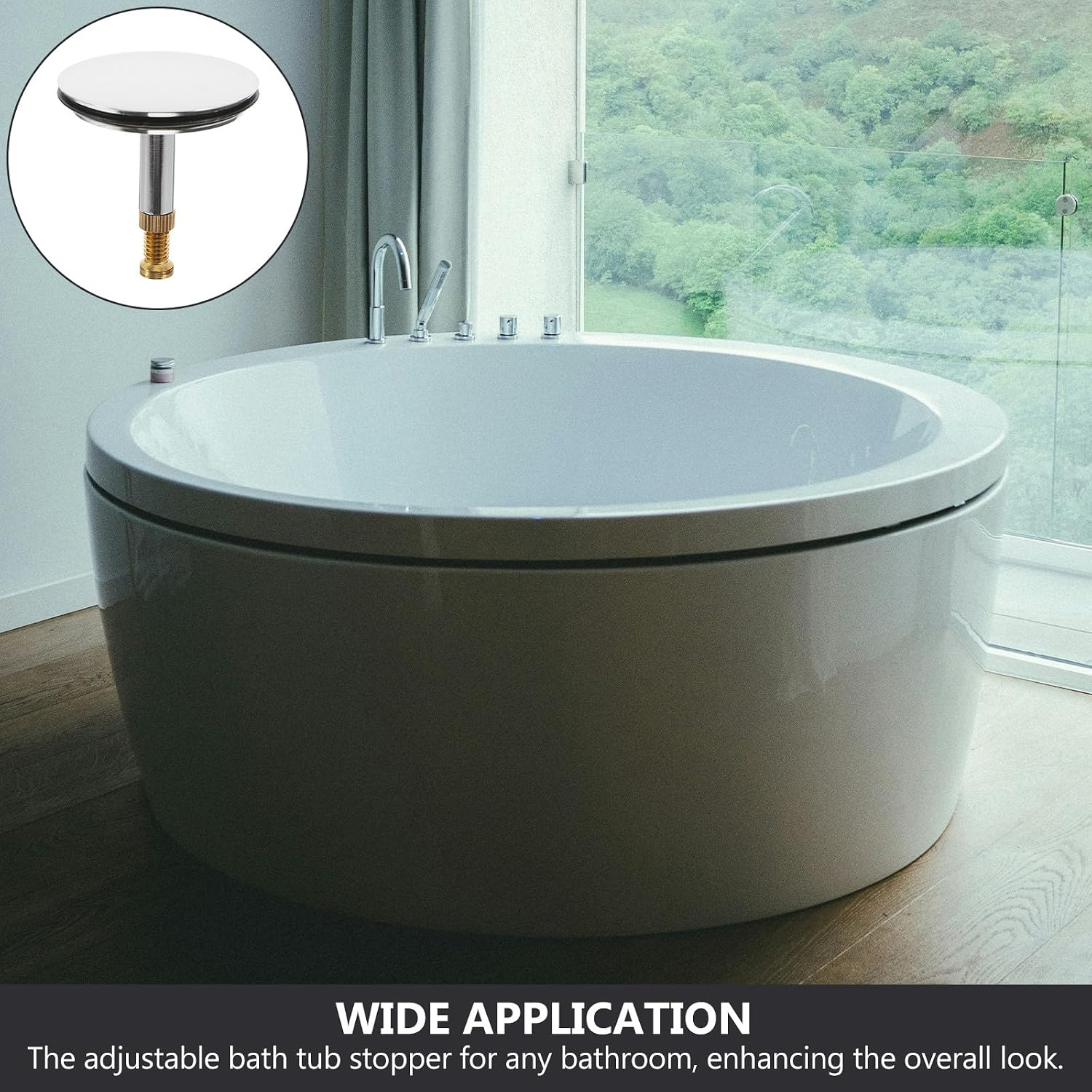 Adjustable Bathtub Drain Stopper Replacement Plug, 8mm Rod Diameter 6# Brass Umbrella Seal, Cable Driven Bath Drain Accessory for Bathroom and Kitchen Sink