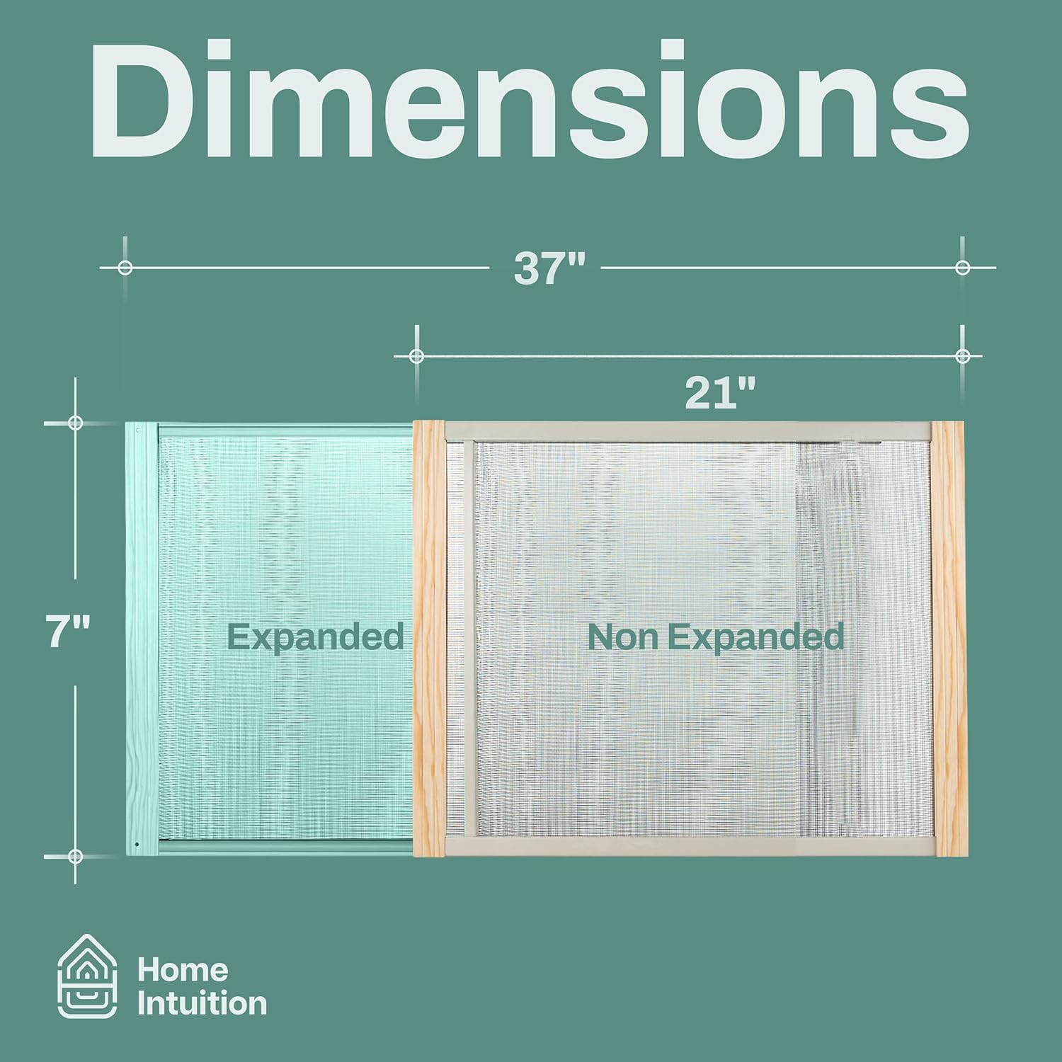 Home Intuition 2-Pack Adjustable Horizontal Window Screen 21-37 inches Wide, 7 Inch High, Bug and Mosquito Netting, Replacement WindowScreen for Kitchen Windows, RV Camper, Dorm Ventilation
