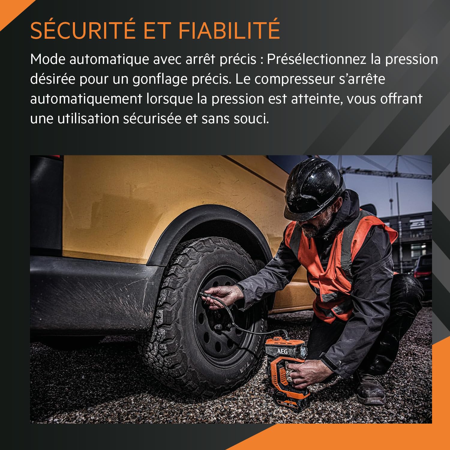 AEG - Mini compresseur 18V, pression max 10,3 bars / 150 PSI, 3 embouts, (sans batt. ni chargeur) BK18C-0