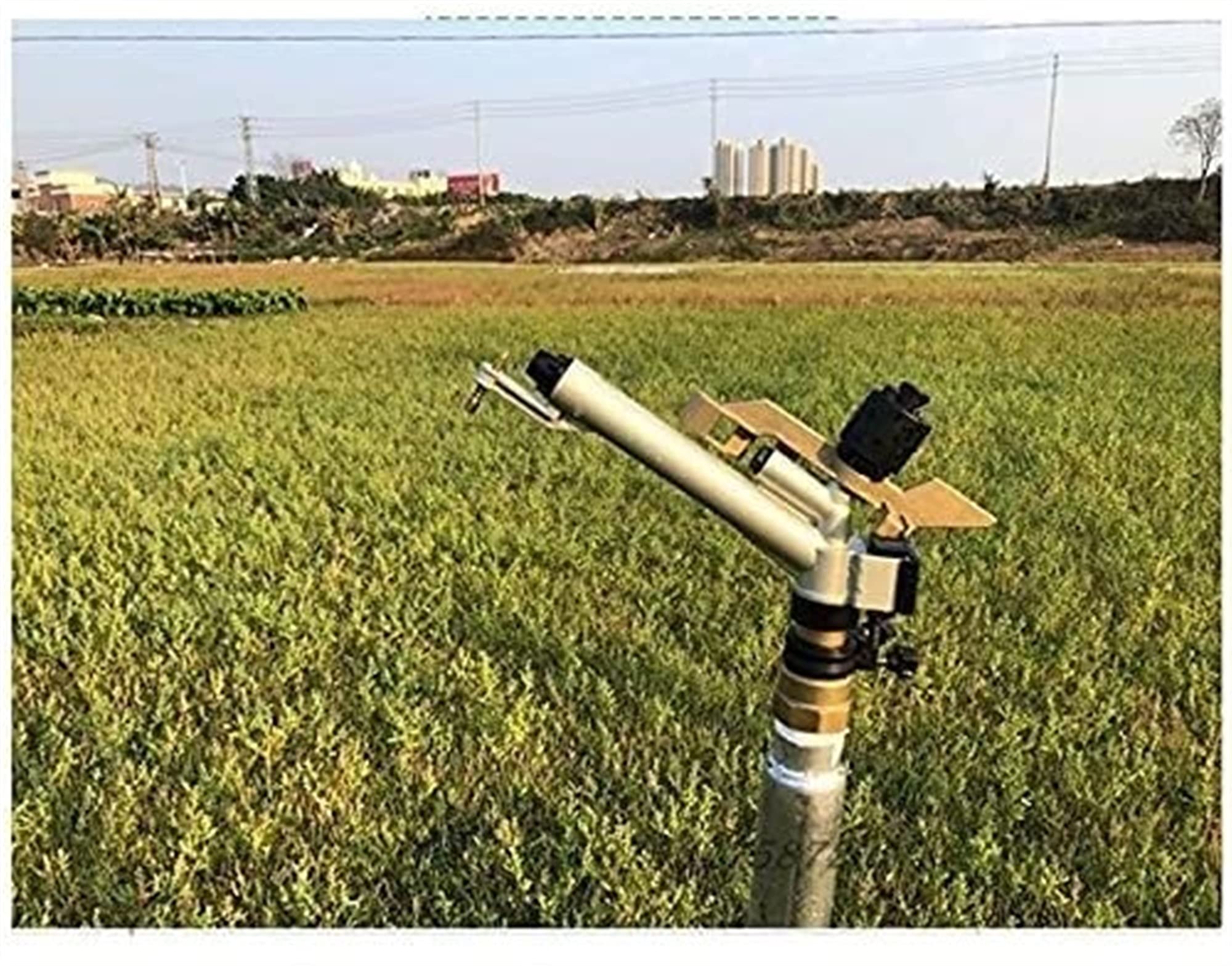 Aspersores Gran Alcance Cobertura Rosca Hembra 1 Pulgada, Pistola Riego para Césped Jardín, Aspersor Impacto Rotación En Base Trípode para Riego por Aspersión