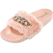 Not Rated Chainy Women Furry Slide (7, Pink), Opens in a new tab