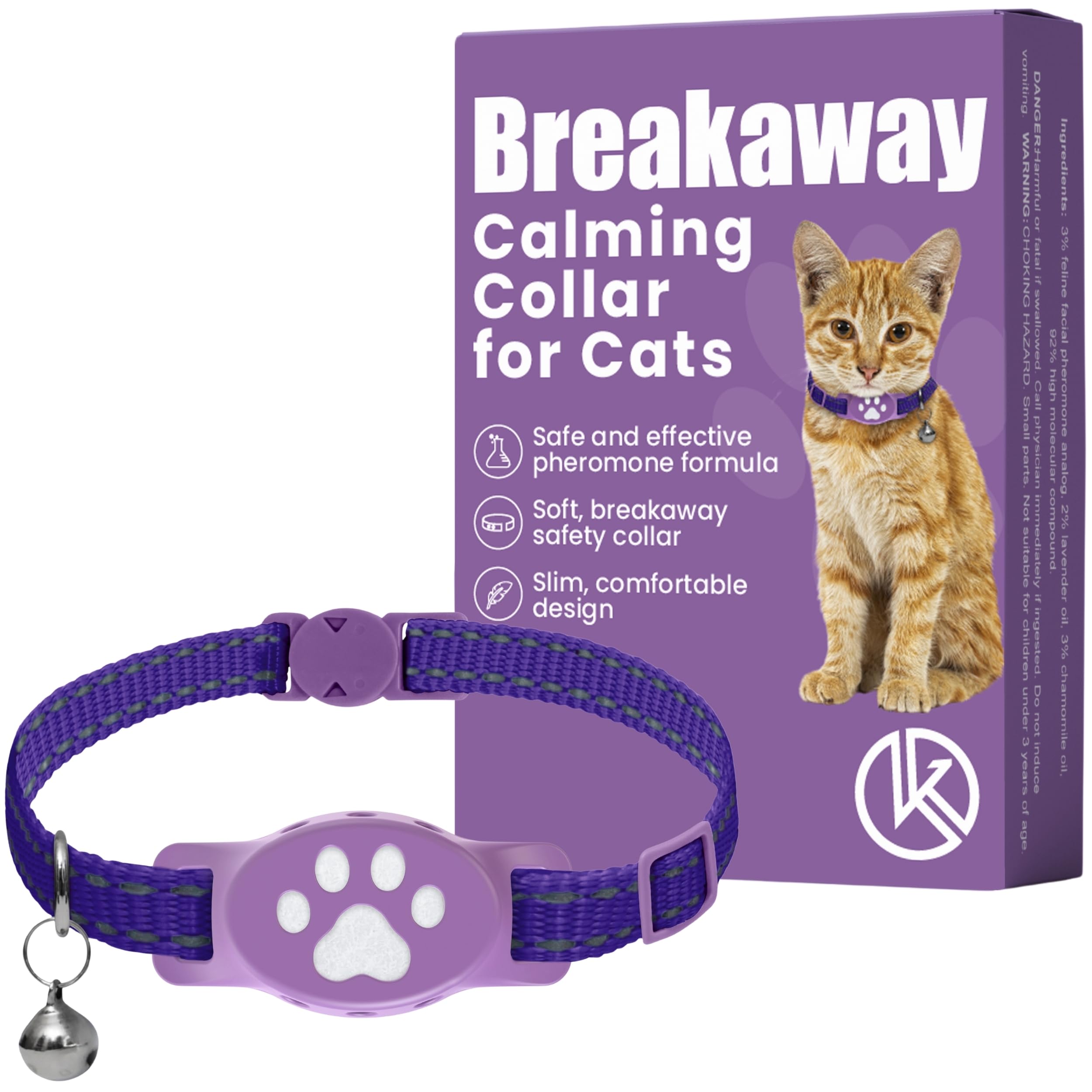 Breakaway Calming Collar for Cats - The Safest and Most Comfortable Pheromone System - Lasts Up to 60 Days - by Kitty Kompass
