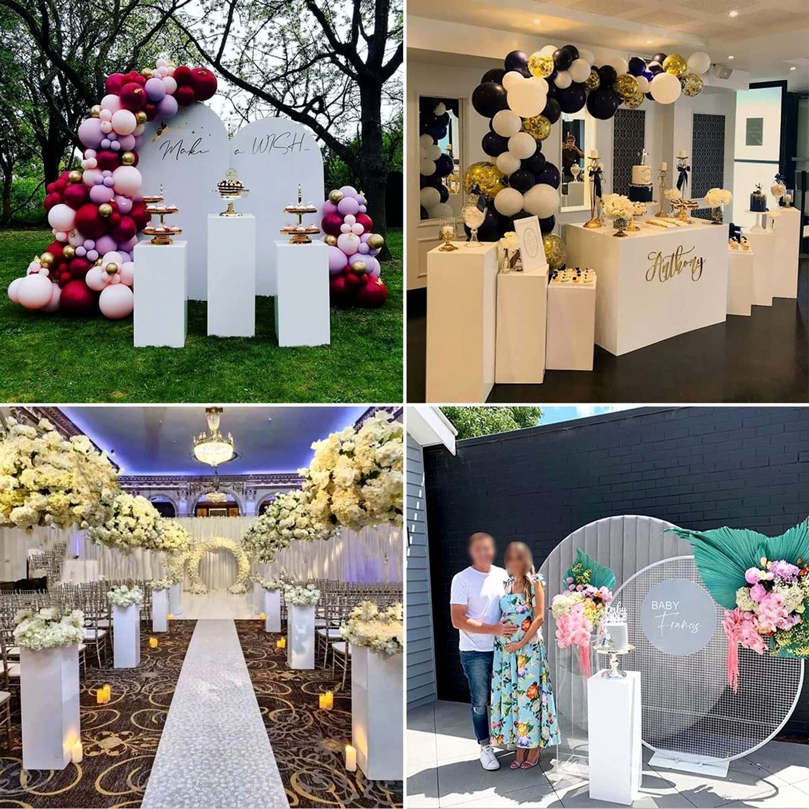 Soportes de Pedestal cilíndricos de 5 uds para Fiestas, baratijas de cumpleaños para Bodas, Velas de Flores, Decoraciones para Fiestas de Mesa de postres(Gold,Square Tube 5Pcs)