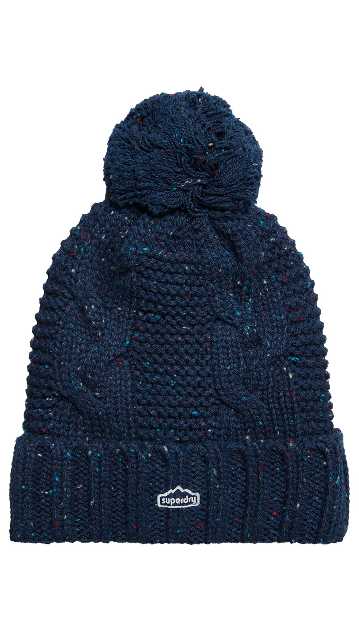 Superdry Women's Vintage Cable Beanie Beret, Azul Oscuro,