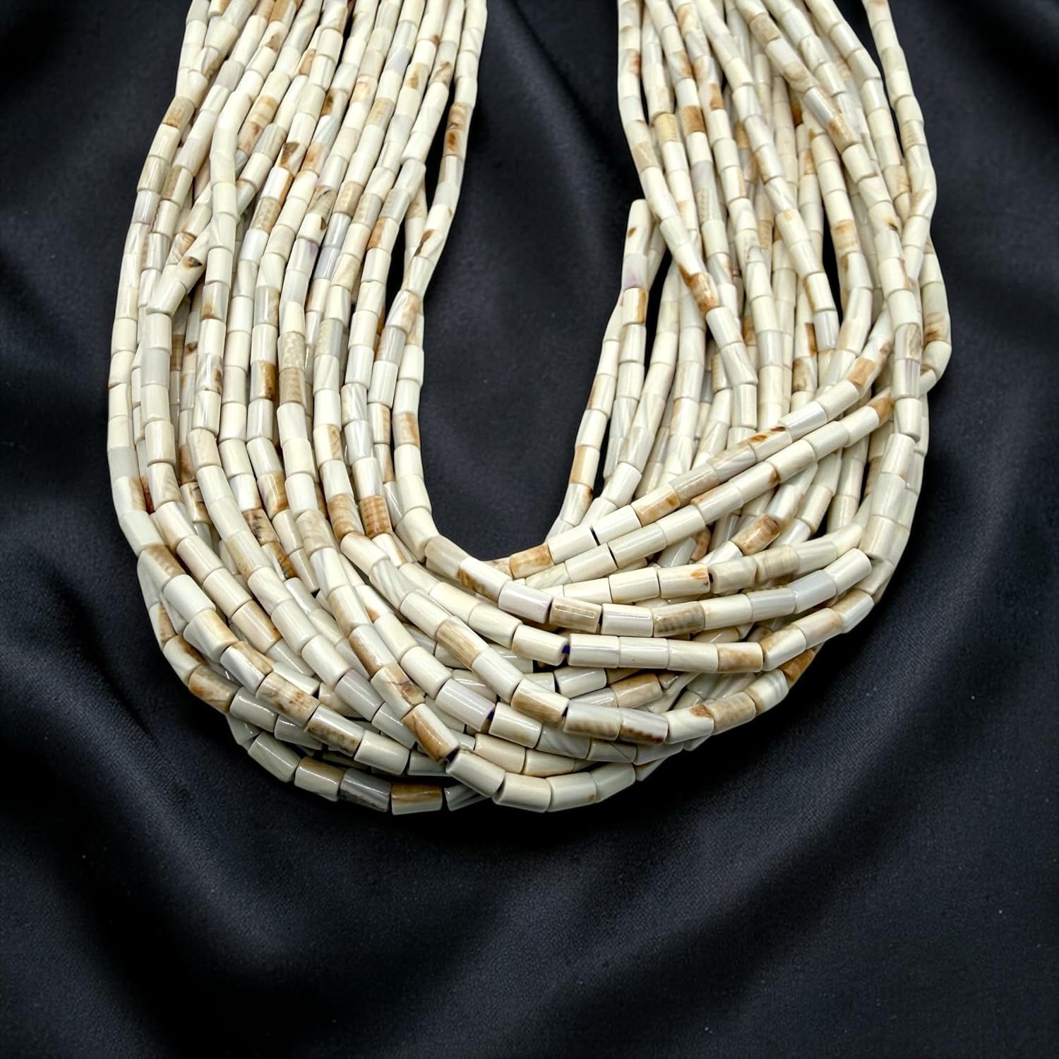 AlohaGems Solid-White Wampum Quahog Shell Beads - 15-16 Inches Strand - Loose Beads for DIY Jewelry Making - 3x5mm Short Tube