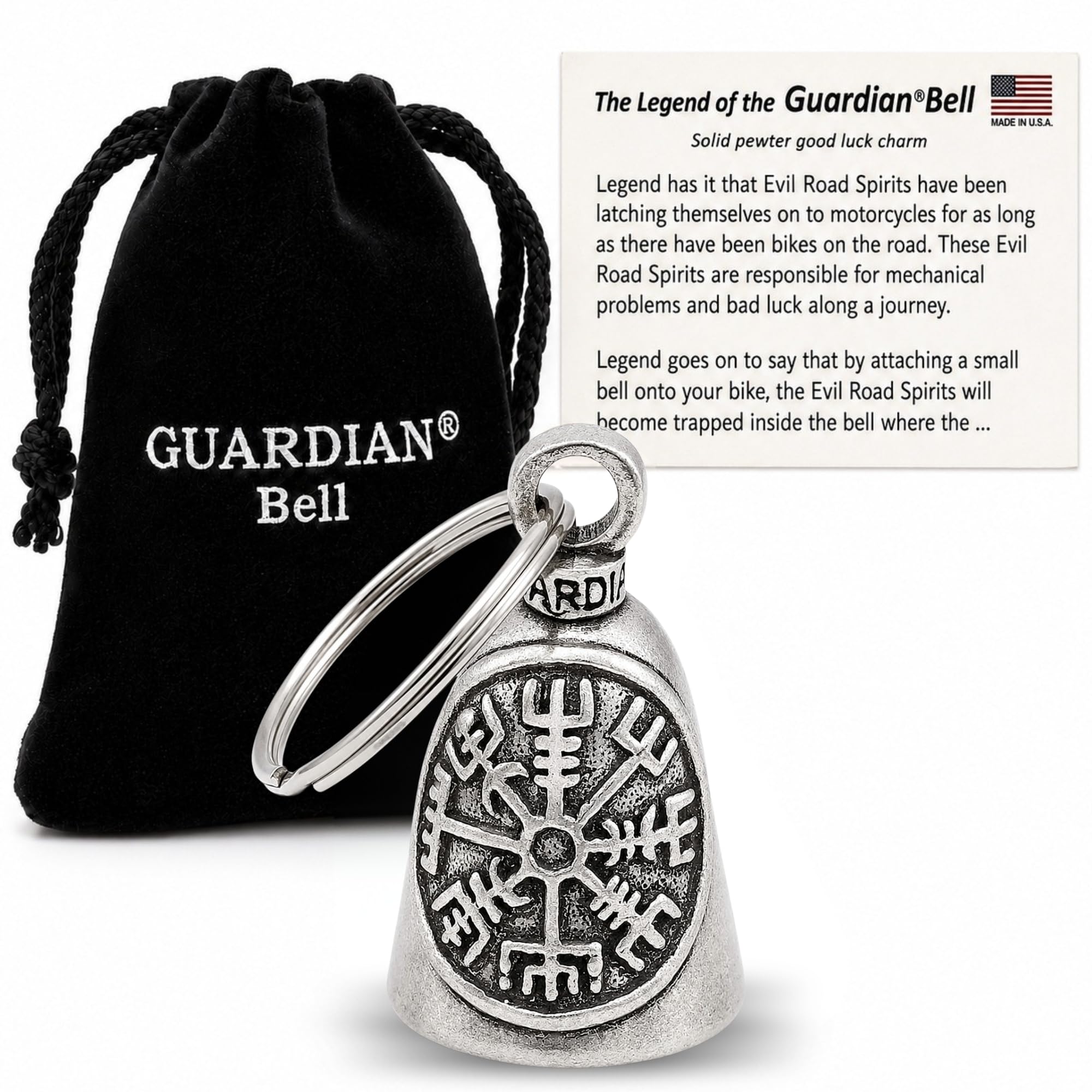 Guardian Bell Sentiment Good Luck Bell w/Keyring & Black Velvet Guardian Bell Sentiment Good Luck Bell w/Keyring & Black Velvet
