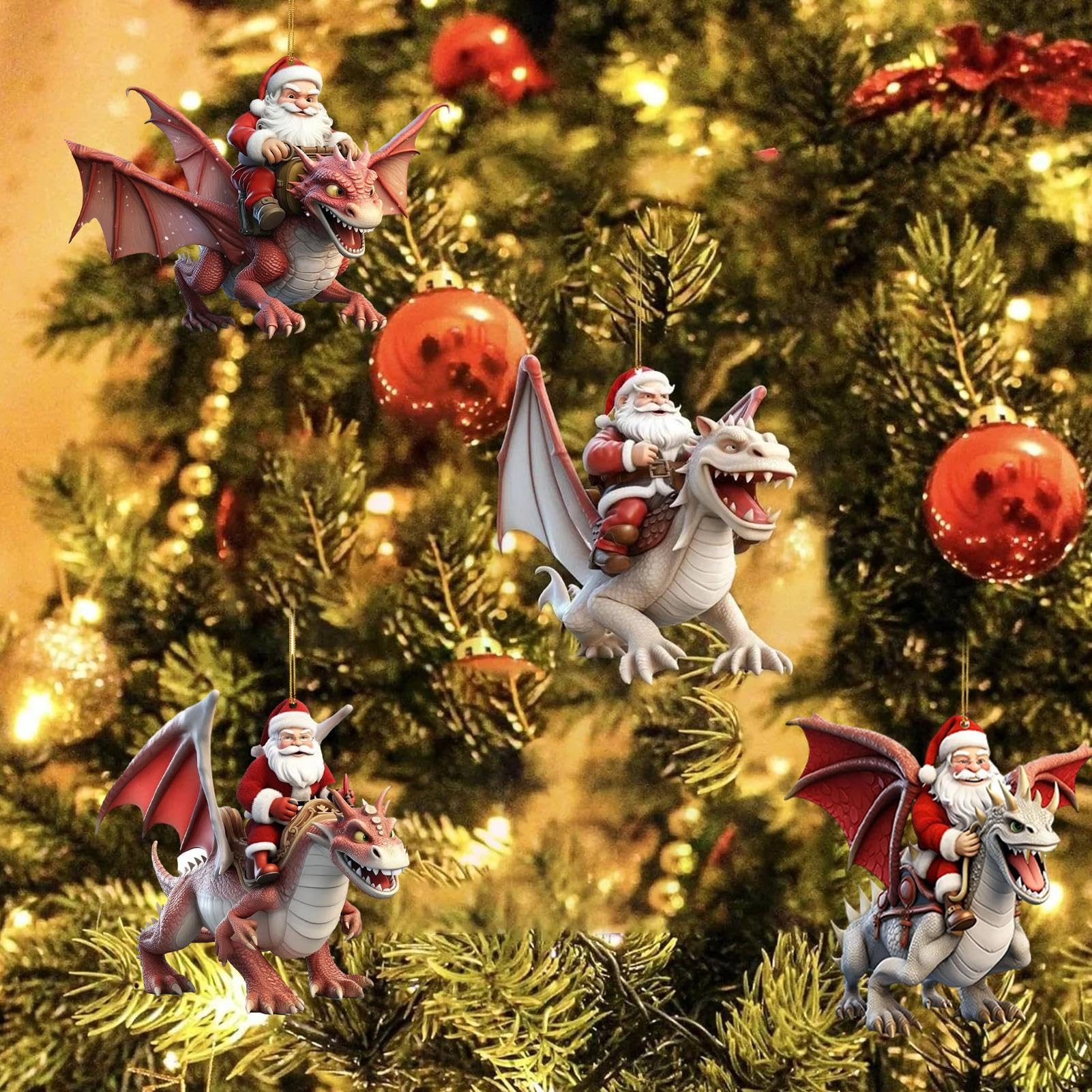 Amazon.co.jp: サンタドラゴンのオーナメント - アクリルドラゴン像