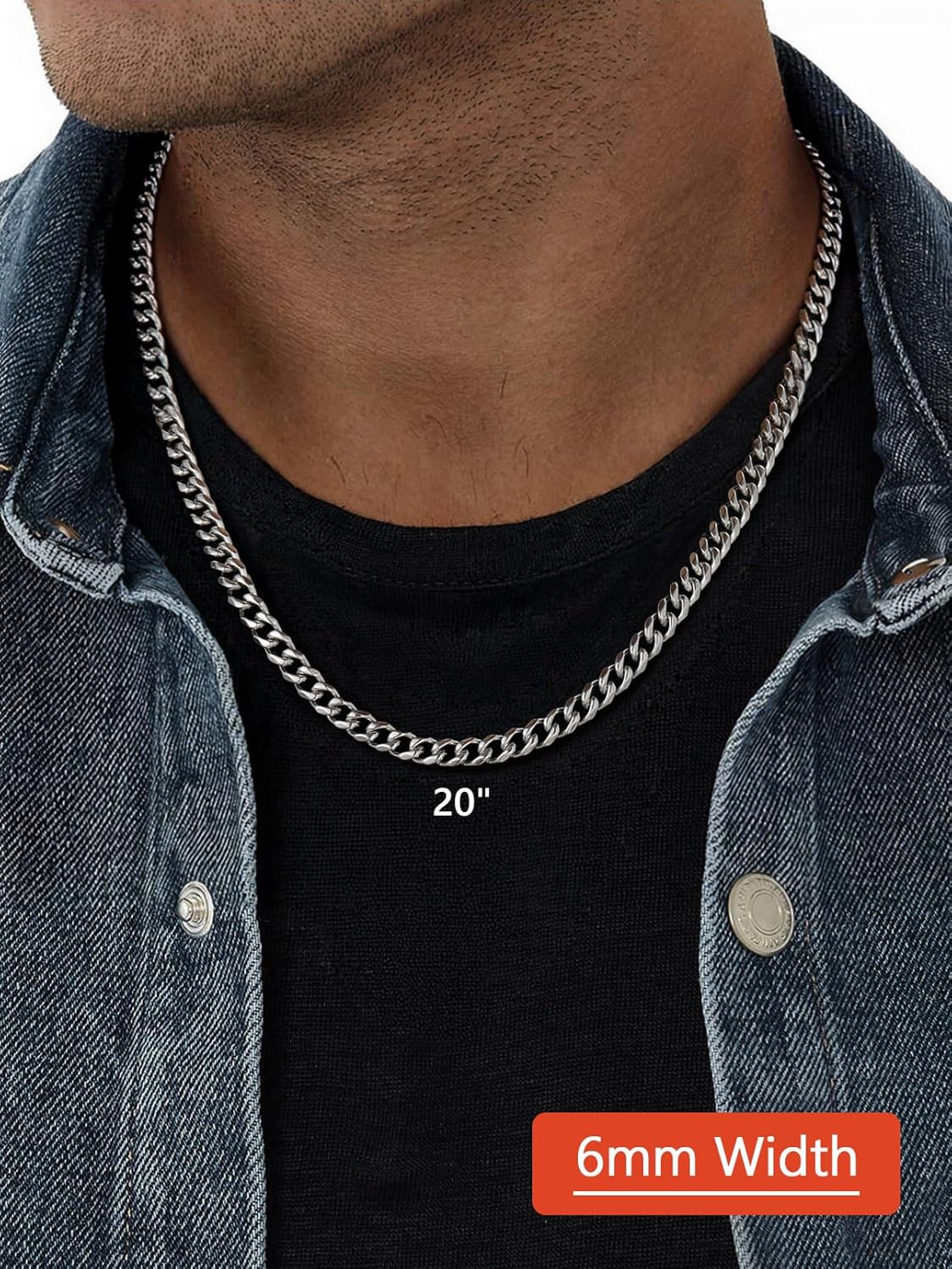 FaithHeart Mens Stainless Steel Cuban Link Chain Necklaces - No Tarnish Durable Chunky Miami Cuban Chain, 6/9/12mm Trendy Width Hip Hop Chains Upgrade Clasp Jewelry Gift for Him 18"-30" - Image 2