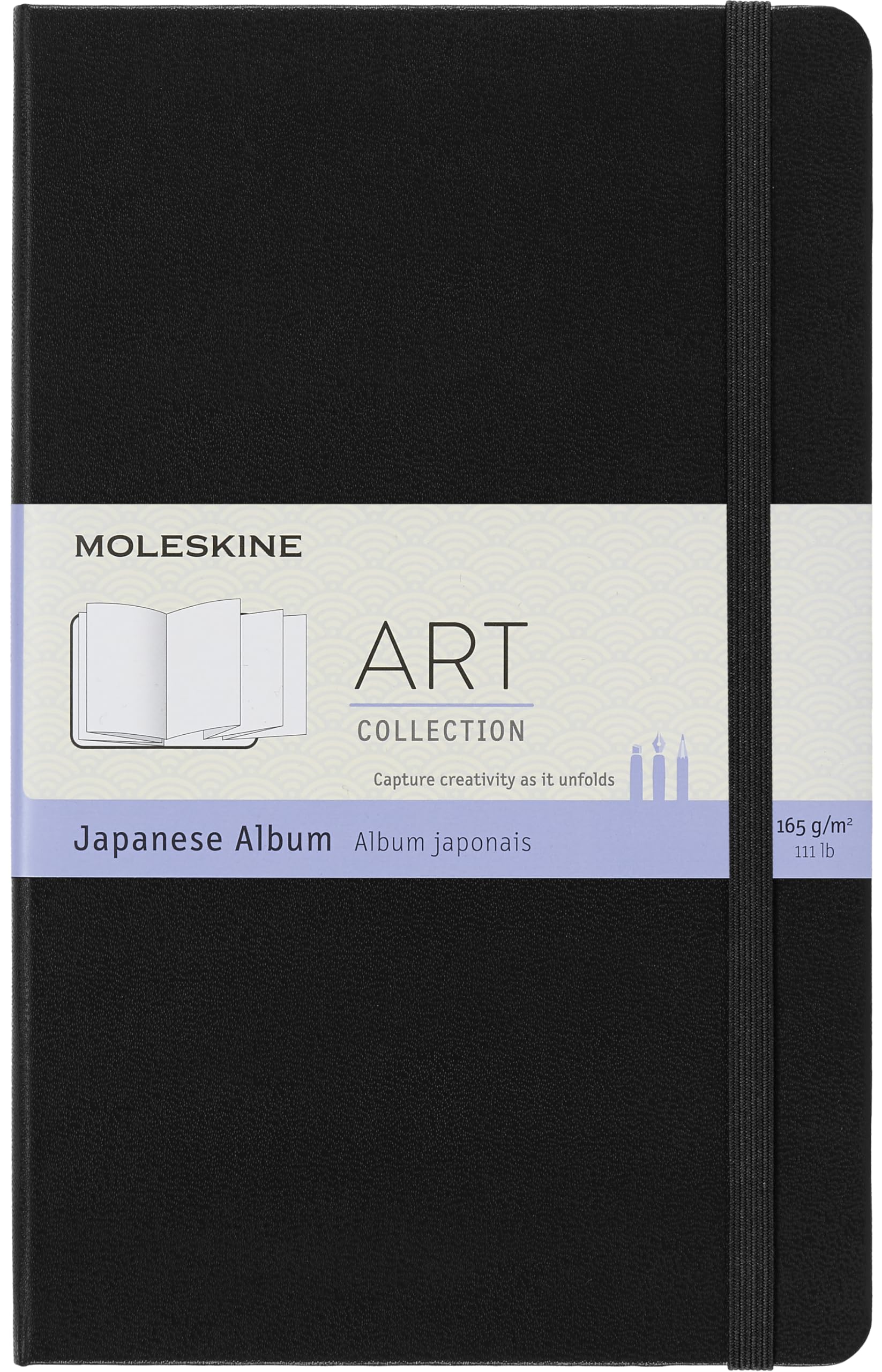 Moleskine Art Japanese Album, Hard Cover, Large (5" x 8.25") Plain/Blank, Black, 48 Pages