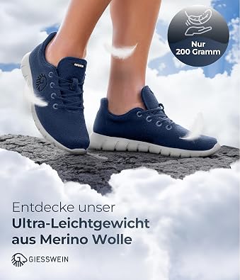 Giesswein Men’s Merino Runners Breathable Merino Wool 3D Stretch Trainers Lightweight Men's Leisure Shoes with Interchangeable Footbed