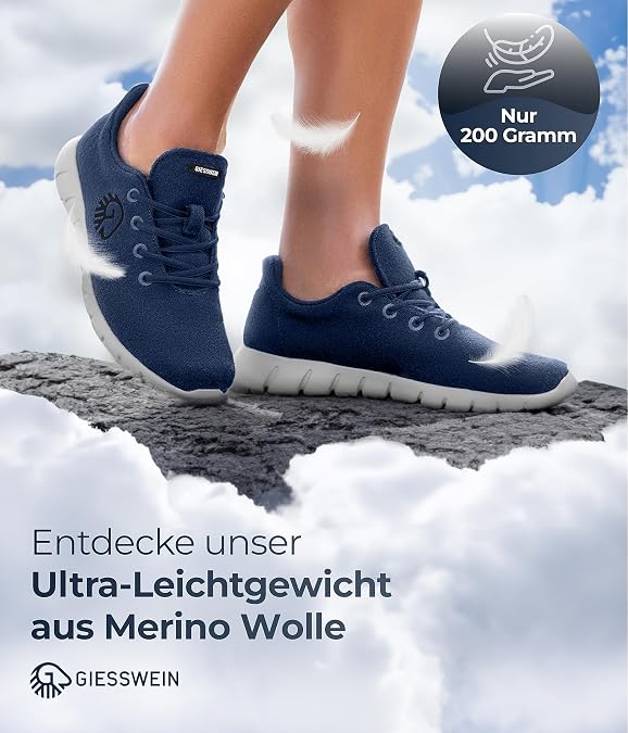 Giesswein Men’s Merino Runners Breathable Merino Wool 3D Stretch Trainers Lightweight Men's Leisure Shoes with Interchangeable Footbed