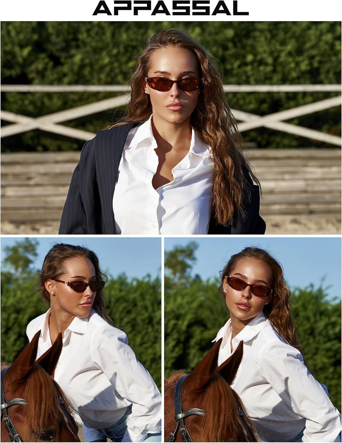 Retro Oval Sunglasses for Women with Small Faces, Vintage Cat-Eye Sun Glasses with Gold Accents AP3754 - Image 3