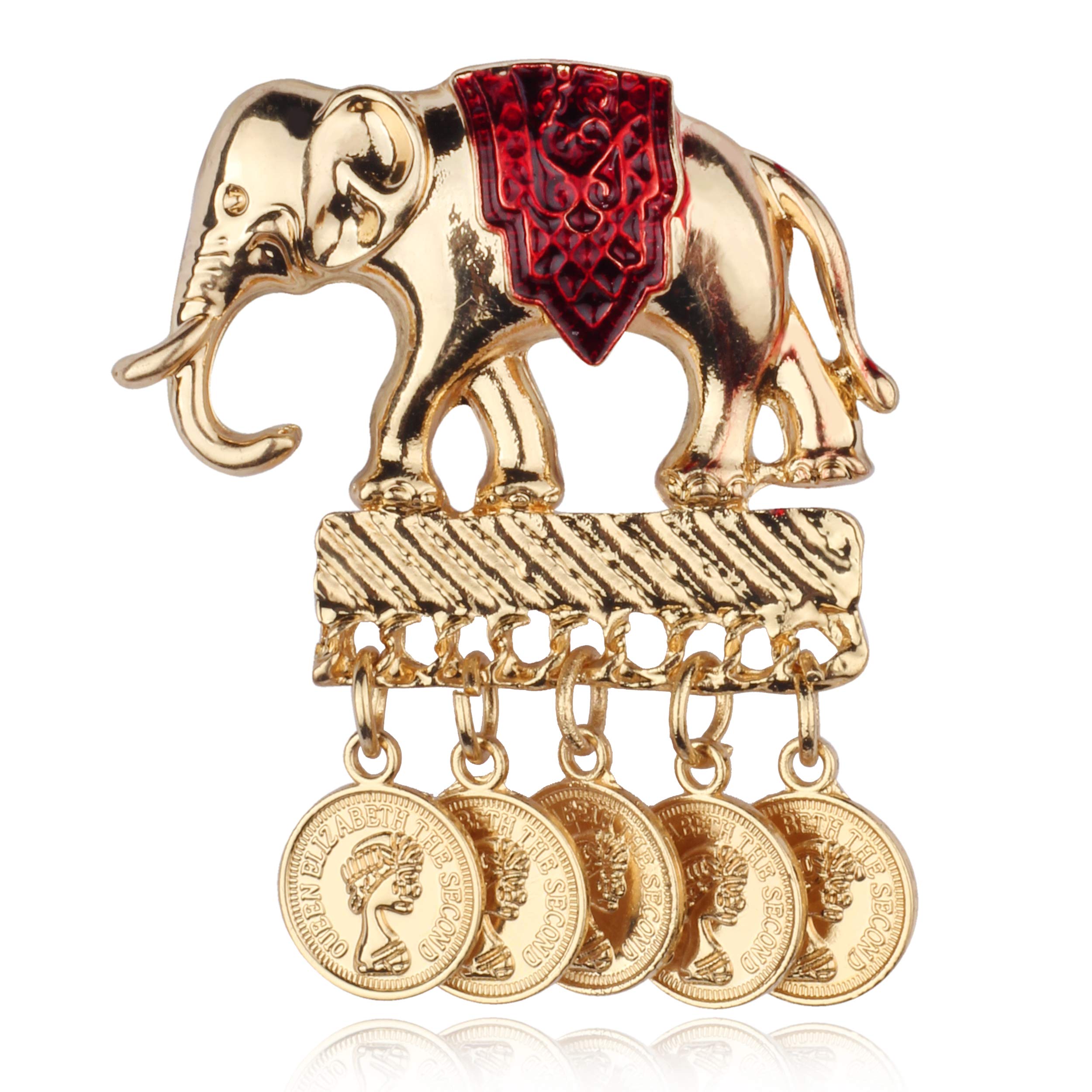 Panjatan Royal Elephant Pin Brooch with Golden Coins of Queen for Men|Women|Girls (Maroon) (B08BK48Q2M) Amazon Price History, Amazon Price Tracker