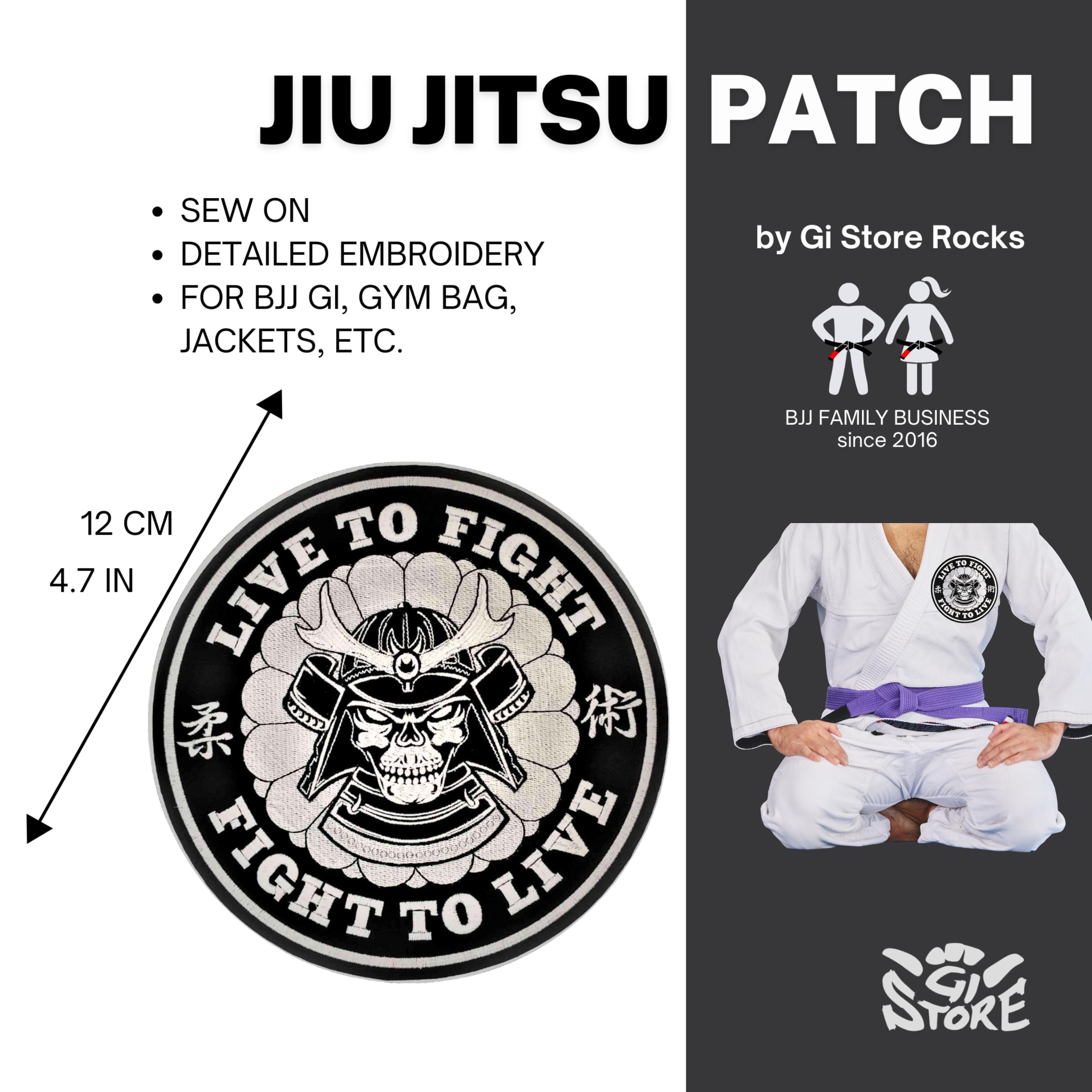 Amazon.co.jp: 柔術ワッペン BJJ Gi 着物&パンツ Live to Fight Sew On
