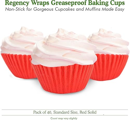 Vista 93 de Regency Wraps Vasos para hornear de grado profesional a prueba de grasa, paquete de 40 unidades, revestimientos estándar, lunares azul cobalto