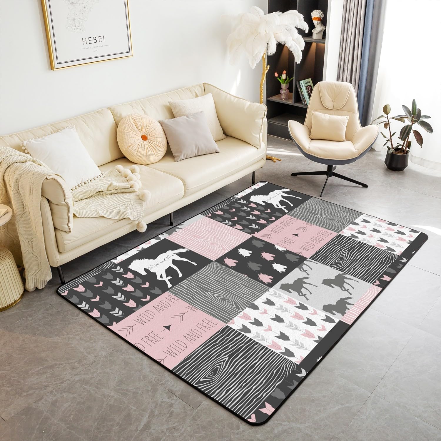 Amazon.com: Girls Unicorn Area Rug 5x7 for Bedroom, Girly White Horse ...