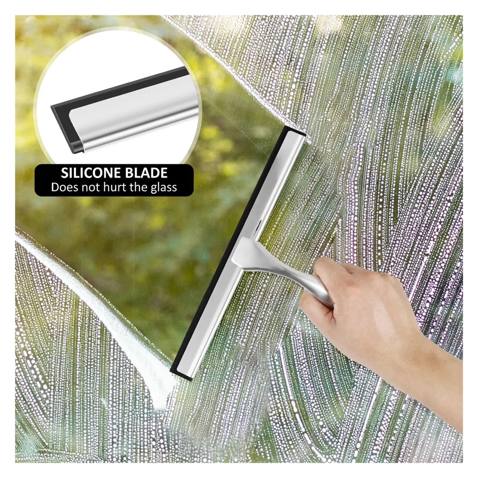 Limpiador de Ducha de Acero Inoxidable for Ventanas con Ventosa, Multiusos, for Ducha, Limpieza de Azulejos de baño, 1 Unidad para Ventana, Espejo