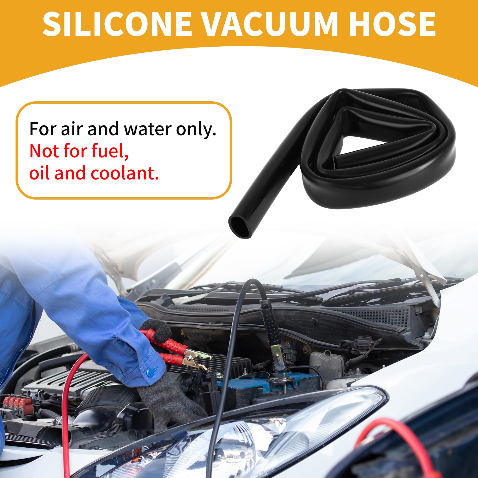 1 pezzo Tubo in Silicone Universale per Vuoto Auto Tubo in Silicone per Linea di Vuoto Auto Nero ad Alta Temperatura 3.3FT 13/16" 20mm ID 2mm Spessore