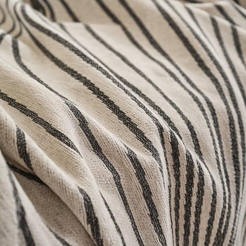 Miniatura 9 de VClife Funda de sofá beige y verde de felpilla gruesa para sofá de 2 a 3 cojines, funda moderna de jacquard a rayas para sofá, funda protectora de