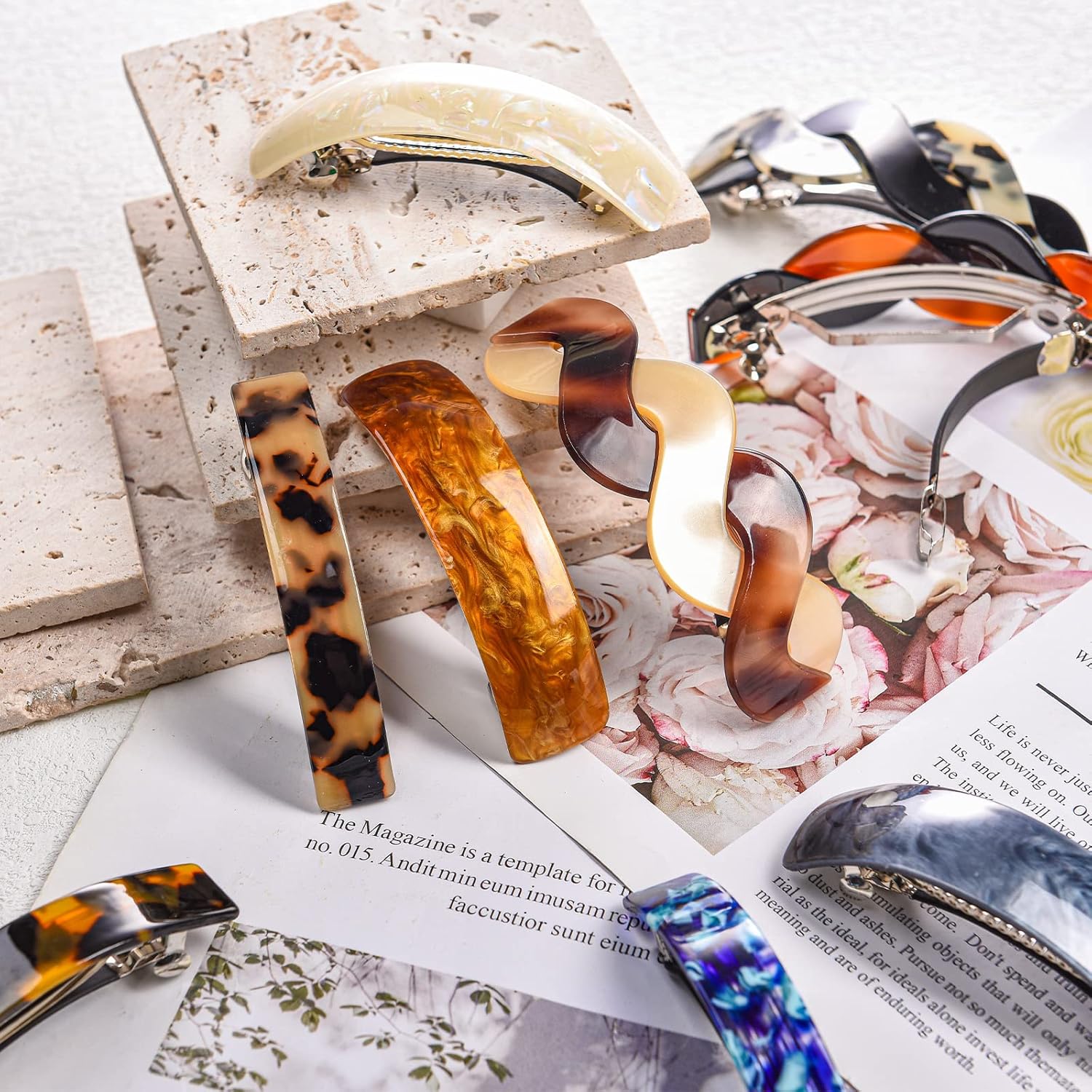 Yinder 9 Pcs Hair Clips Large Hair Barrettes Long Elegant French Barrettes for Women Classic Tortoise Shell Clamp Acetate Retro Clips 3.5' Automatic Clasp Clamp Fashion Gifts for Thin Thick - Image 4