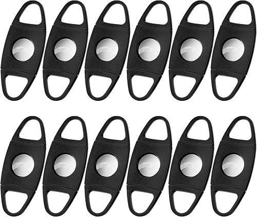 CGBOOM - Cortador de puros, portátil de doble hoja de acero inoxidable, afilado y fácil de cortar, paquete de 12 perforadores de plástico de