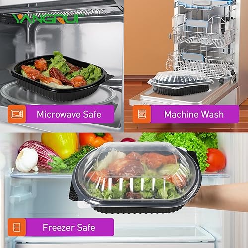 Miniatura 2 de YANGRUI Contenedor de preparación de comidas, paquete de 30 recipientes de 34 onzas sin BPA reutilizables para llevar con tapas, envoltura