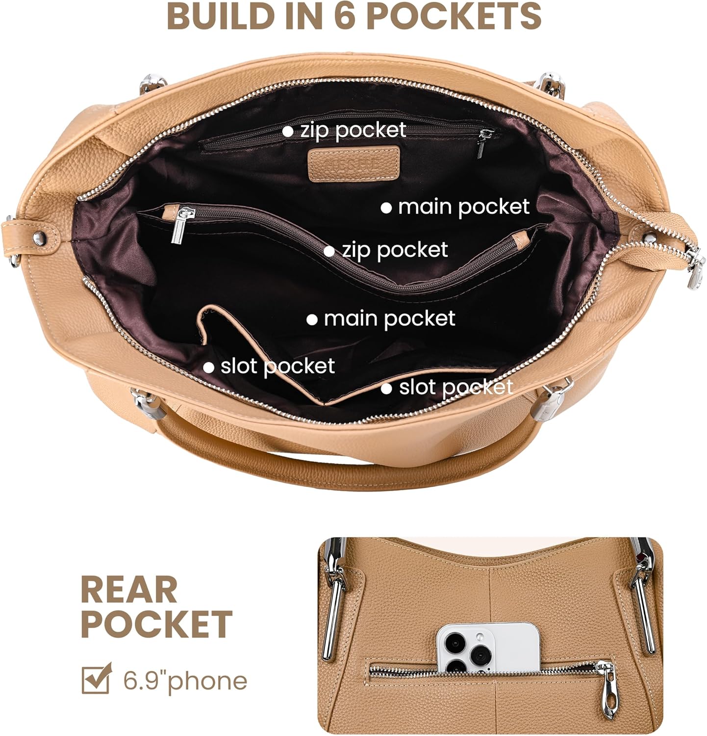 HESHE Leather Shoulder Purses for Women Tote Handbags Top Handle Bags Designer Satchel Handbag Ladies Hobo Bag Crossbody Bags - Image 7