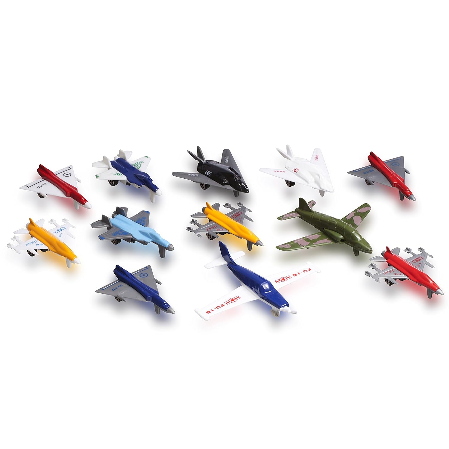 SN Toy Metal Die Cast Military Air Plane and Jet Toy Set of 12