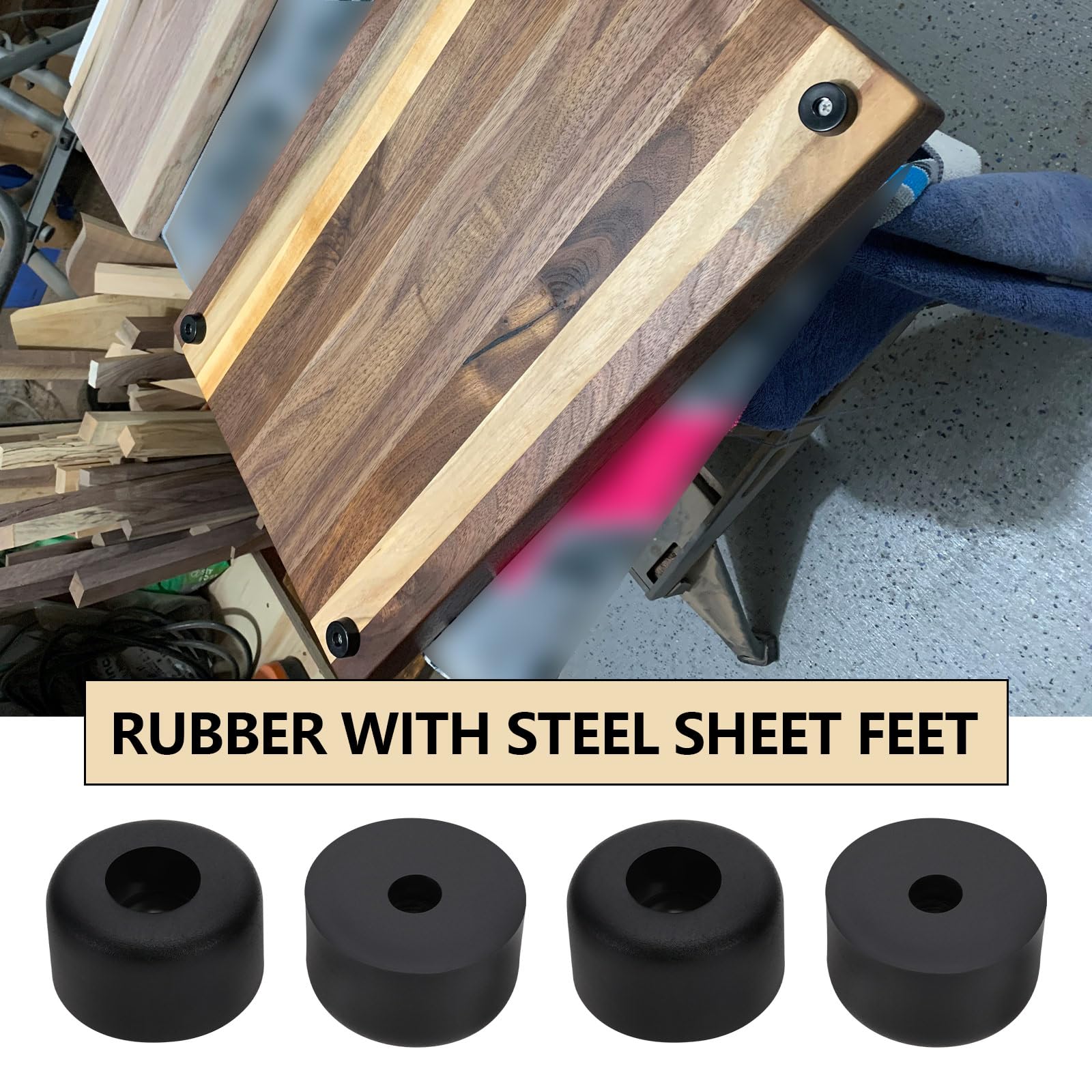 SG Store 16PCS Speaker Rubber Feet with Stainless Washer 25x15mm Round Rubber Feet for Subwoofer Speaker Road Case Furniture Feet Black - Image 2