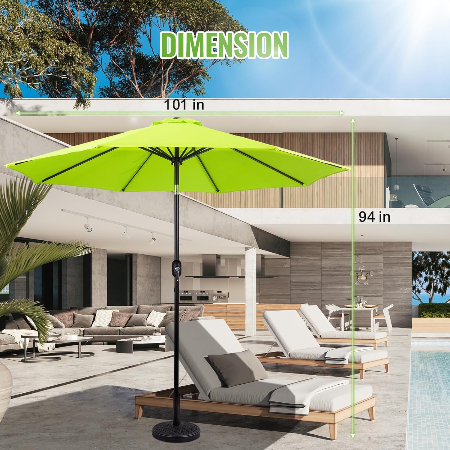 Backyard Expressions 9 ft. Patio Umbrella, Market Table Umbrella w/Tilt and Crank, 8 Ribs