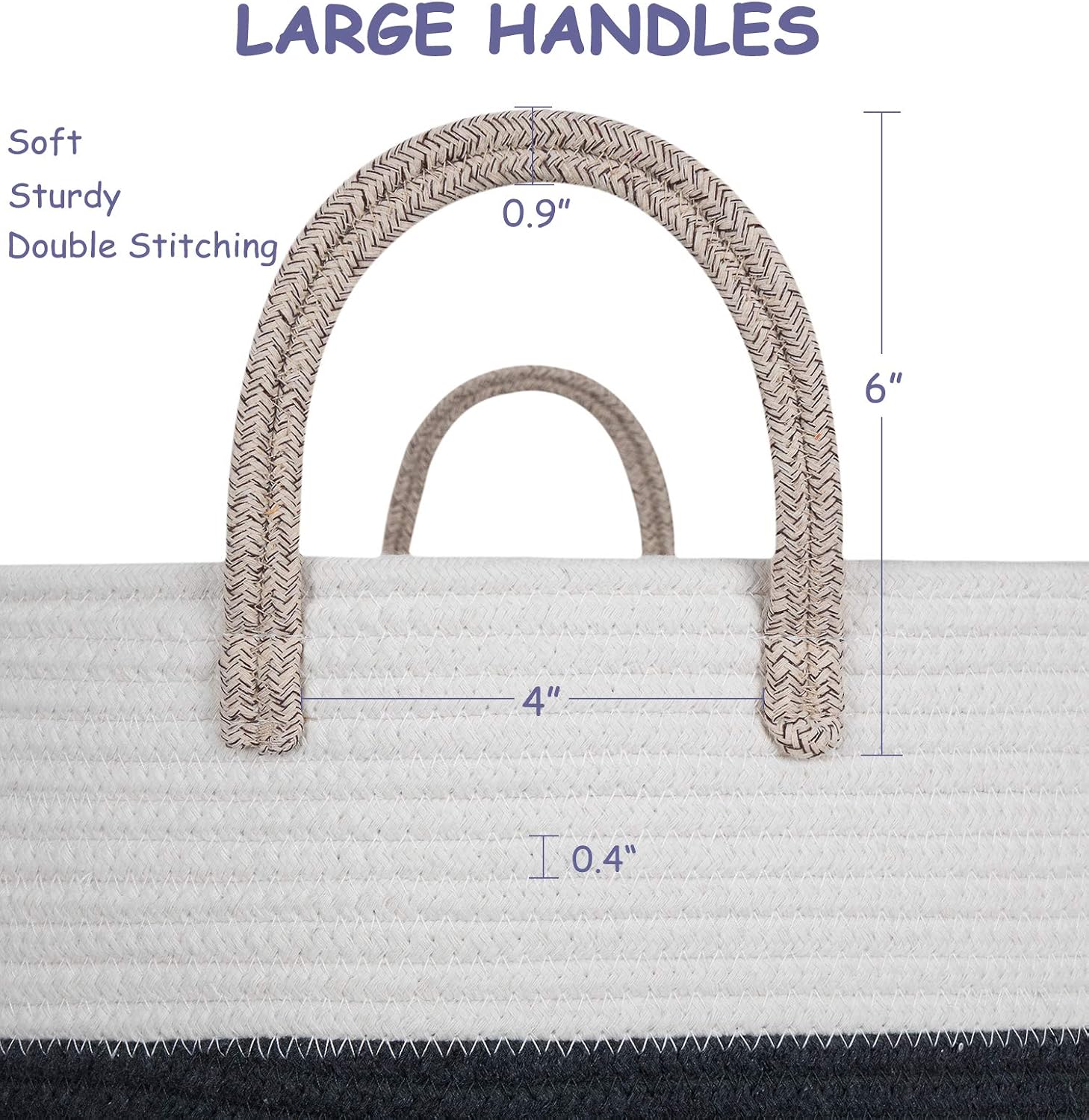 Extra Large Woven Cotton Rope Basket 21.7"X13.8" | XXXL Storage Basket Kid&Baby Clothes Hamper Laundry Bin Nursery with Handles for Toys,Towels,Pillows-Decor Blanket Basket Living Room