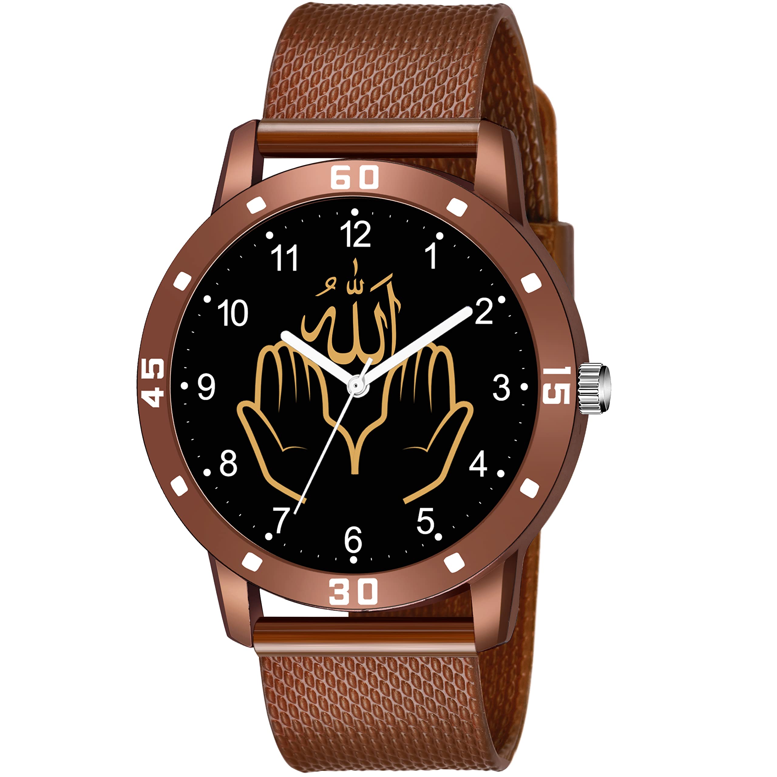 Talgo Analogue Islamic Allah Ki Dua Design Round Numeric Dial Latest Fashion Attractive Black Leather Strap Stylish Wrist Watch for Men and Boys, Pack of 1 - NUMAVOBRSFR (B0B193H44N) Amazon Price History, Amazon Price Tracker