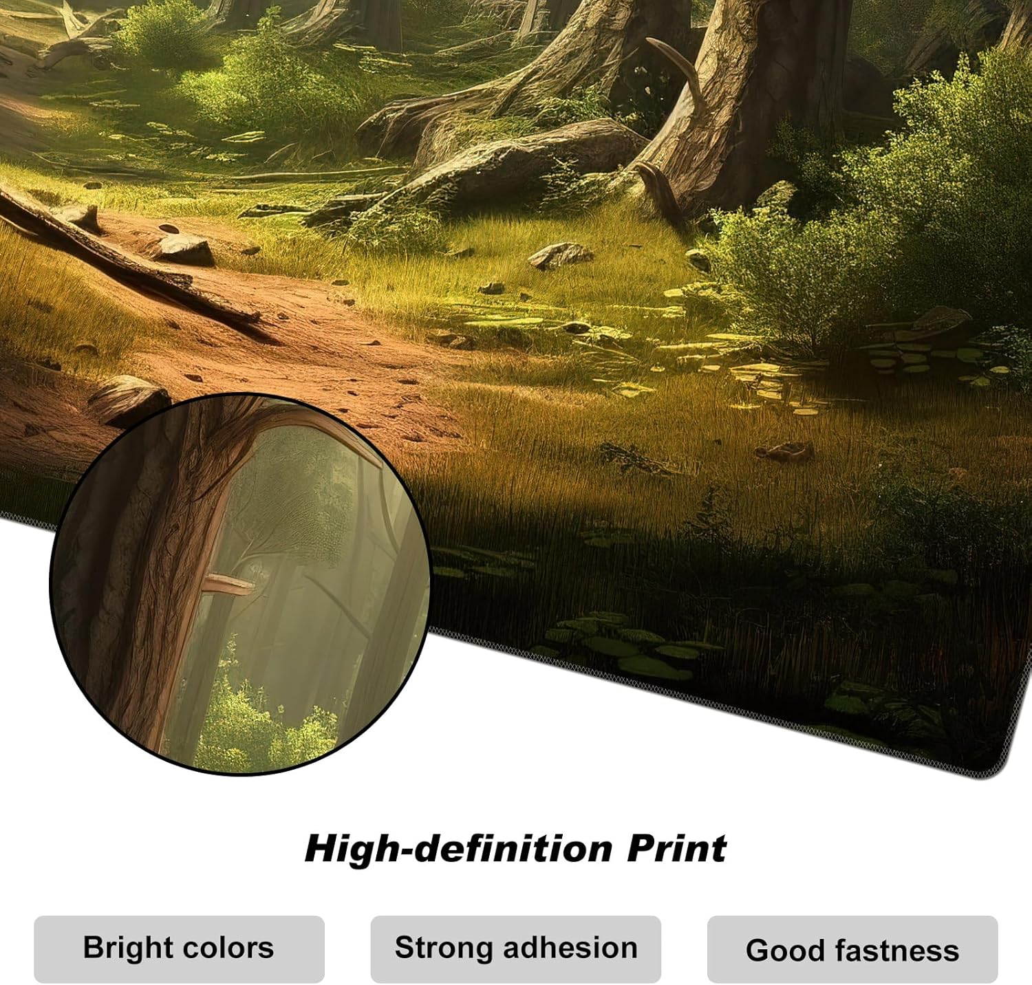 DEGDFSGR 24 x 14 Inches TCG Playmat, Non-Slip Rubber Base, HD Cover, Magic The Gathering Playmat, Sunshine Fairy Tale Forest