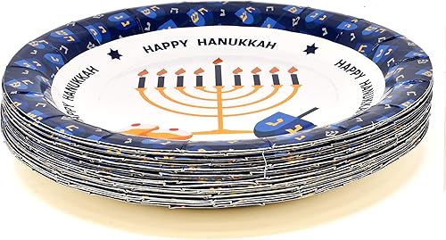 Miniatura 2 de Gift Boutique Hanukkah Plates & Napkins for 24 Guests includes 24 9" Dinner Plates 24 7" Dessert Plates 24 9 oz Cups & 50 Luncheon Napkins Party