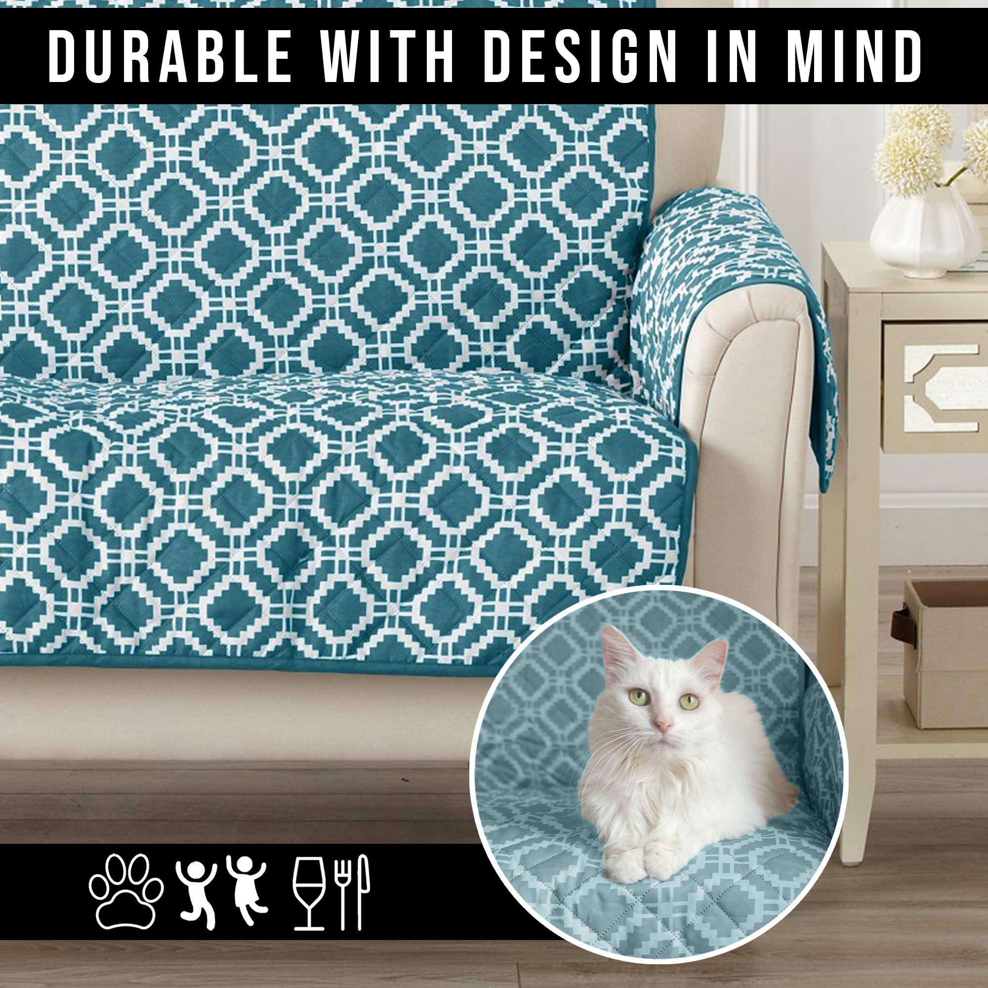 Great Bay Home Reversible Recliner Cover. Printed Recliner Chair Covers