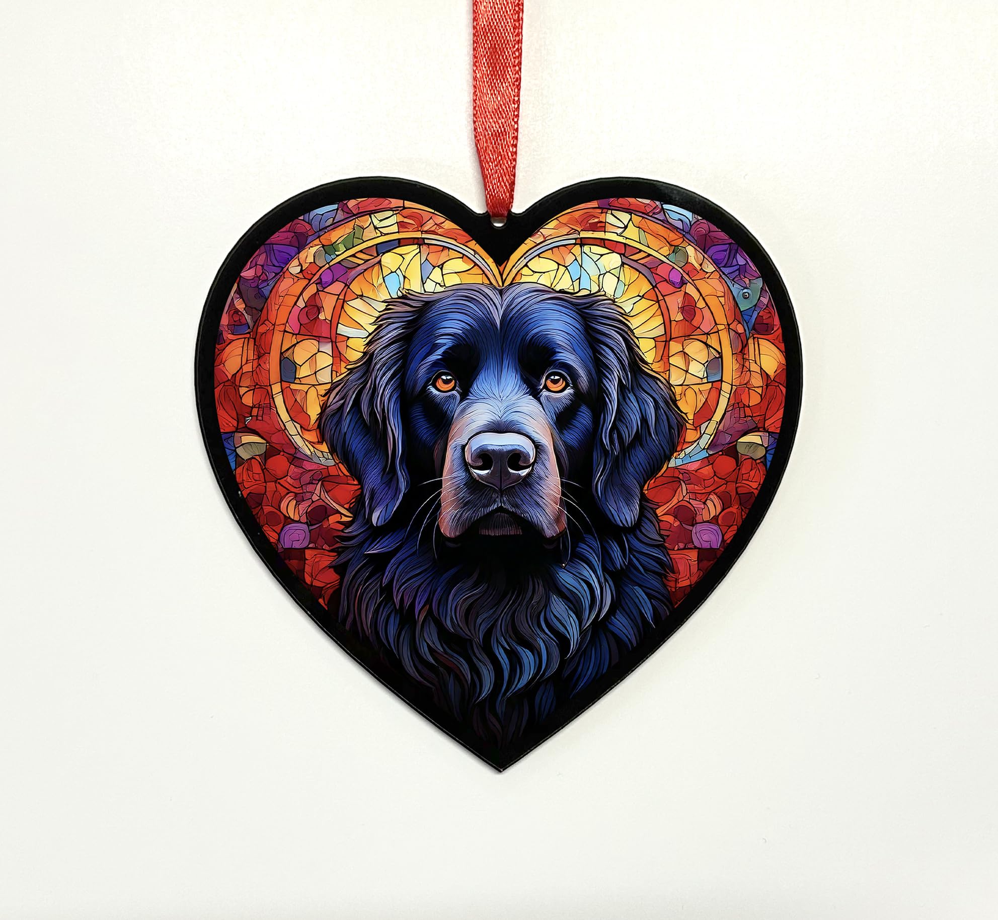Newfoundland Heart Suncatcher - Memorial or Gift for Dog Lovers - 19cm