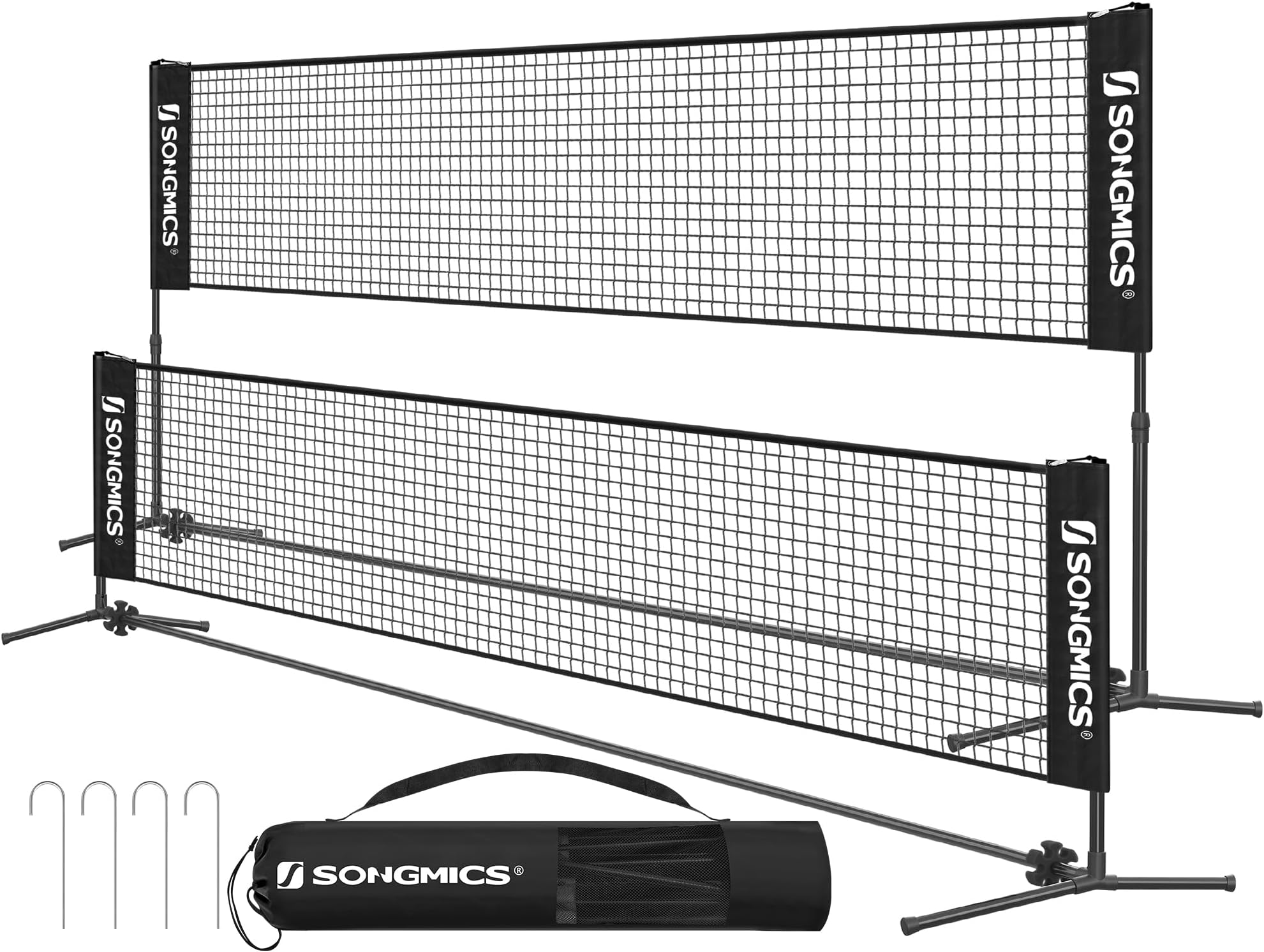 3m/4m/5m Badminton Net, Volleyball Net with Height Adjustable Poles, Portable Net for Junior Tennis, Beach Volleyball, Pickleball, for Garden Park Outdoors