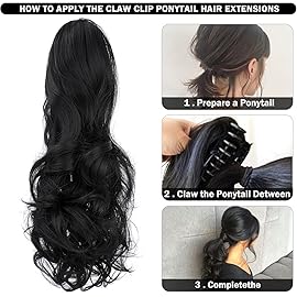 Mitrygreen Claw Clip Ponytail Extension 18 Clip in Wavy Ponytail Hair extensions Long Pony Tails for Women Extensions Dark Brown Mix Light Auburn Wave Hairpiece