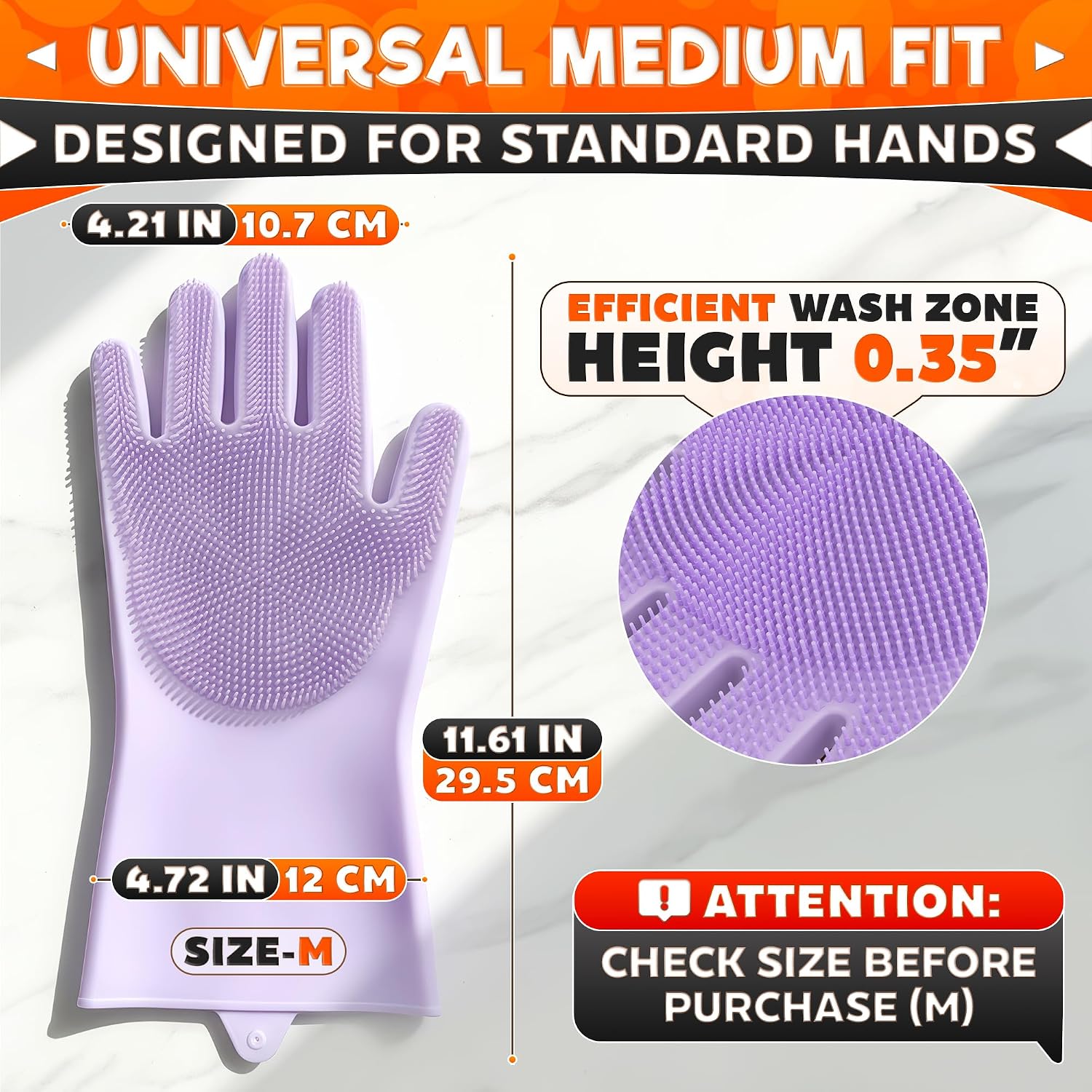 ALPENKOK Silicone Dishwashing Gloves with Scrubber – Non-Slip Silicone Gloves for Washing Dishes | Household Use
