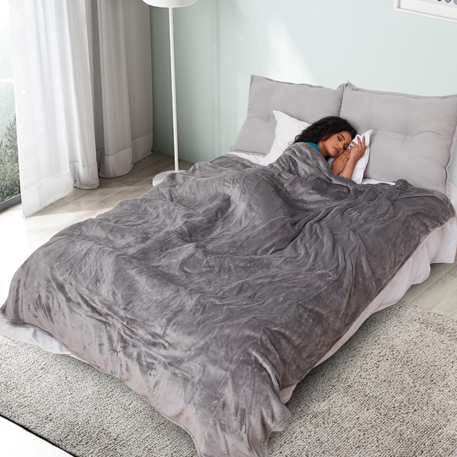 Heated Blanket Electric Blanket Full Size 72”x84”, Soft Flannel Heating Blanket with 10 Hour Auto Off – 5 Heat Settings – Machine Washable – Light Grey