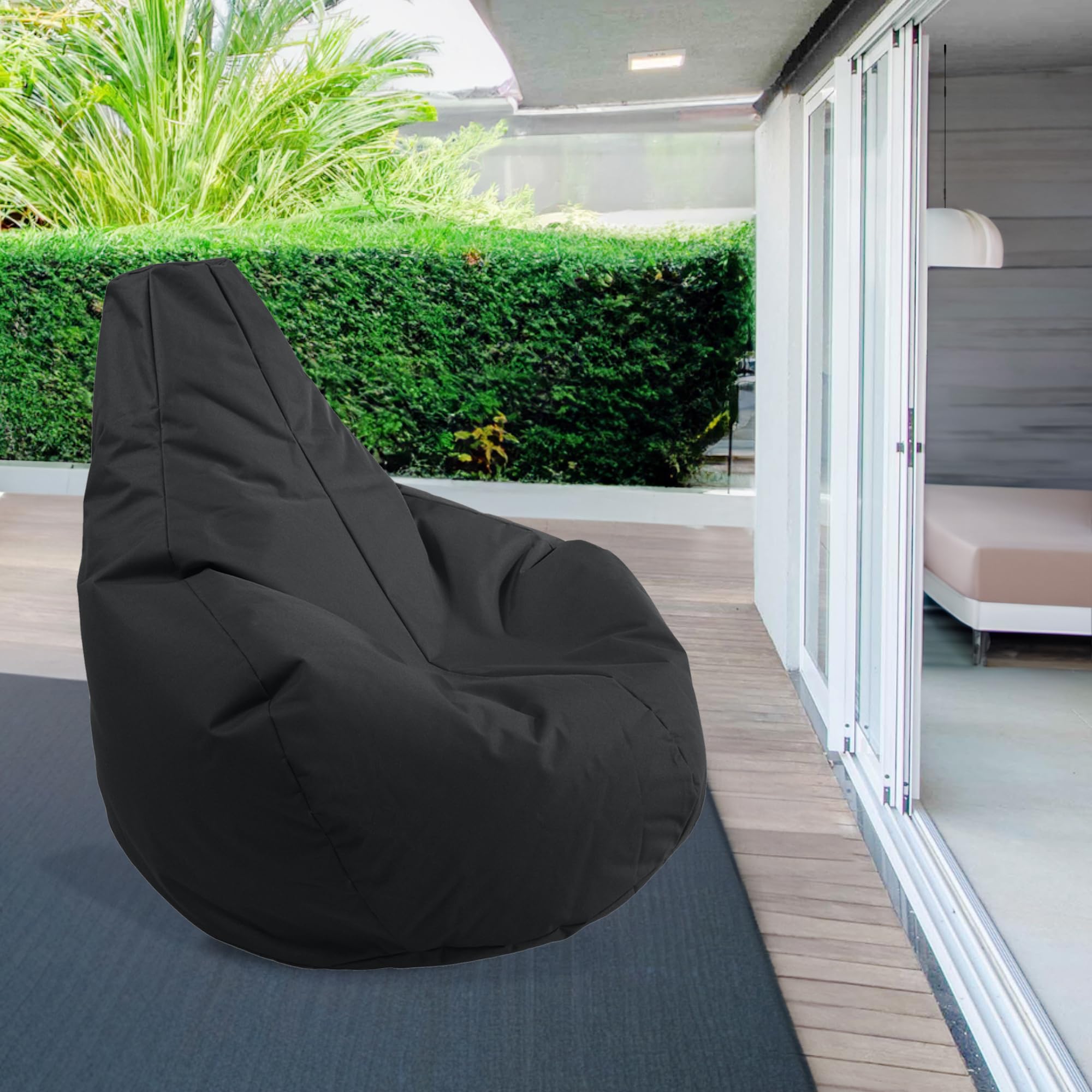 Outdoor & Indoor Sitzsack Gamer mit EPS-Perlen Füllung, Puff, Relax-Sessel, Sitzkissen, Bodenkissen, Bean Bag, 225L Schwarz
