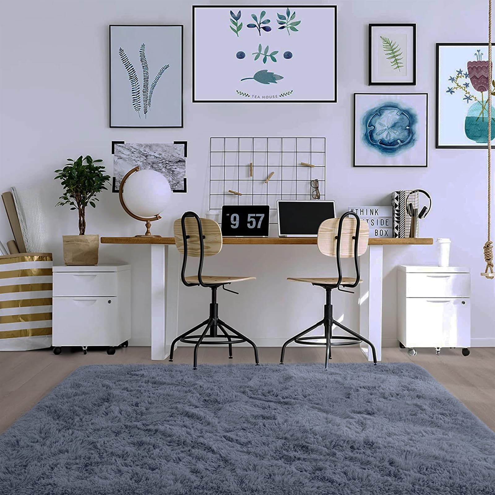 Morbido Tappeto a Pelo Lungo Antiscivolo Shaggy Rettangolare Tappeto Salotto Pelo Lungo Soggiorno per camera da Letto Soggiorno Decorazione grigio-160 * 230cm
