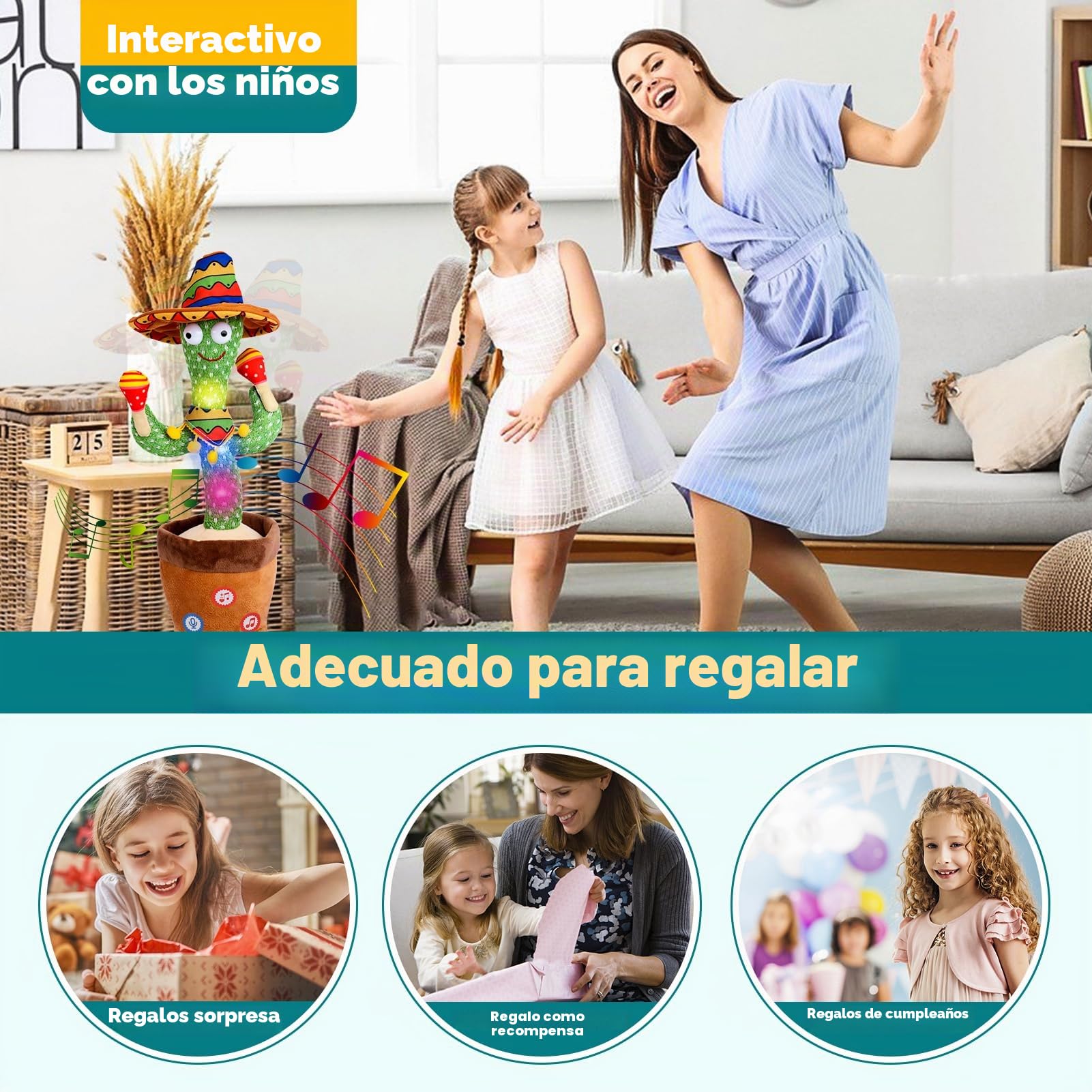 Cactus Bailarin Control Del Volumen Juguete Bebe Parlanchin Que Baila Y Repite Lo Que Dices Funny Dancing Talking Cactus Bailando Peluche Adecuado Para Niño Niña Bebé Juguetes NavideñOs De Cumpleaños