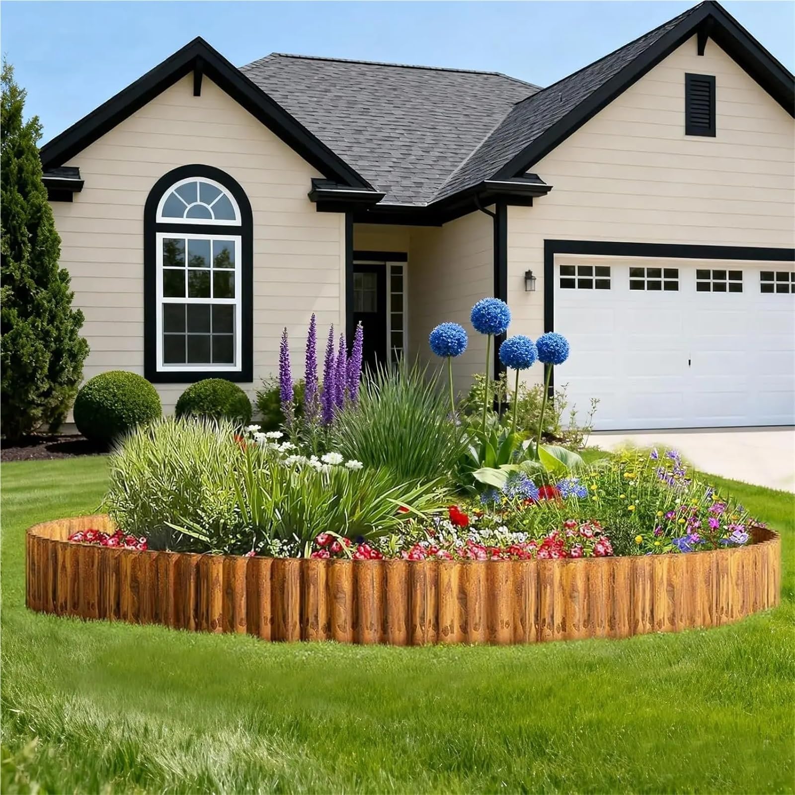 Valla Jardin Exterior Corrugated Garden Edging,Galvanized Steel Border, Landscape Paver Edge For Flower Bed Lawn Raised(10 Inch x 20 FT)