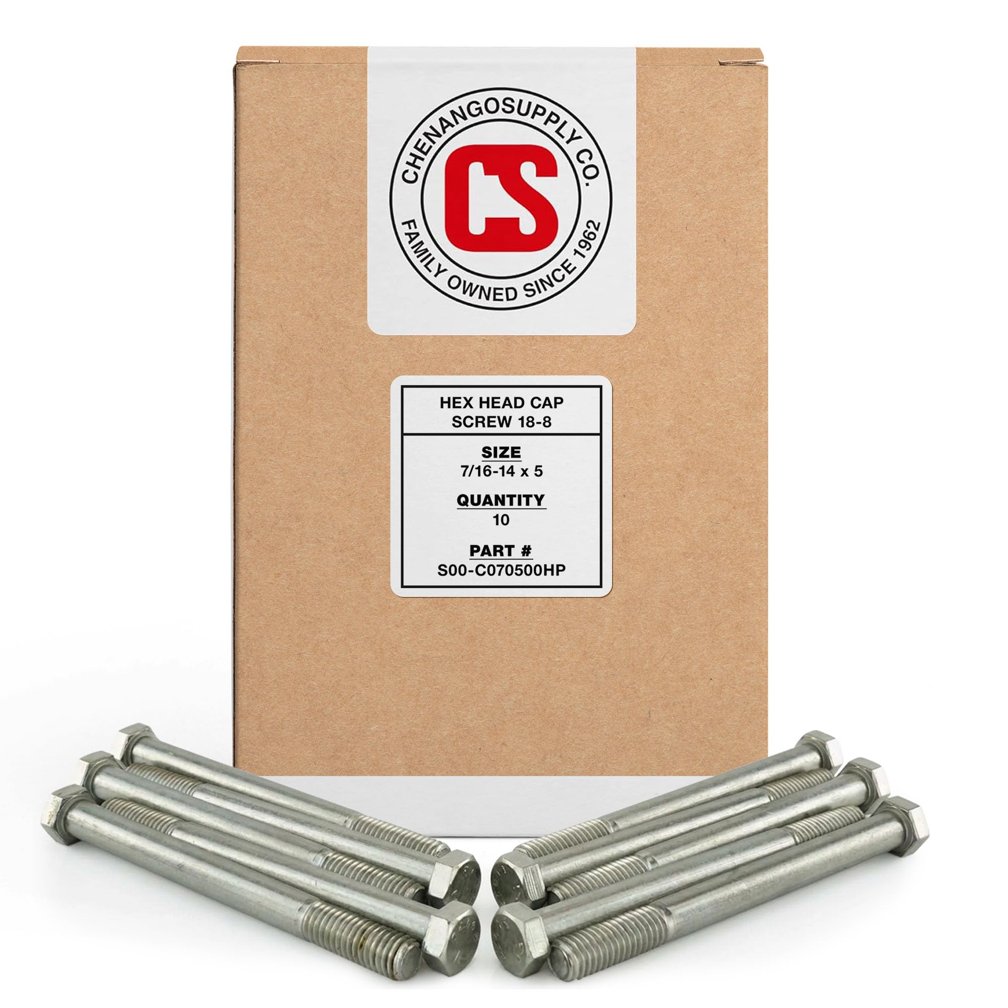 Boulons à tête hexagonale acier inoxydable 7/16-14 x 5" pas gros UNC pour assemblage bois métal